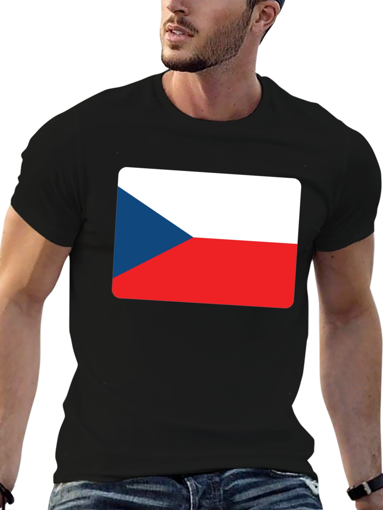 Black Czech Republic Flag T-Shirt view 6