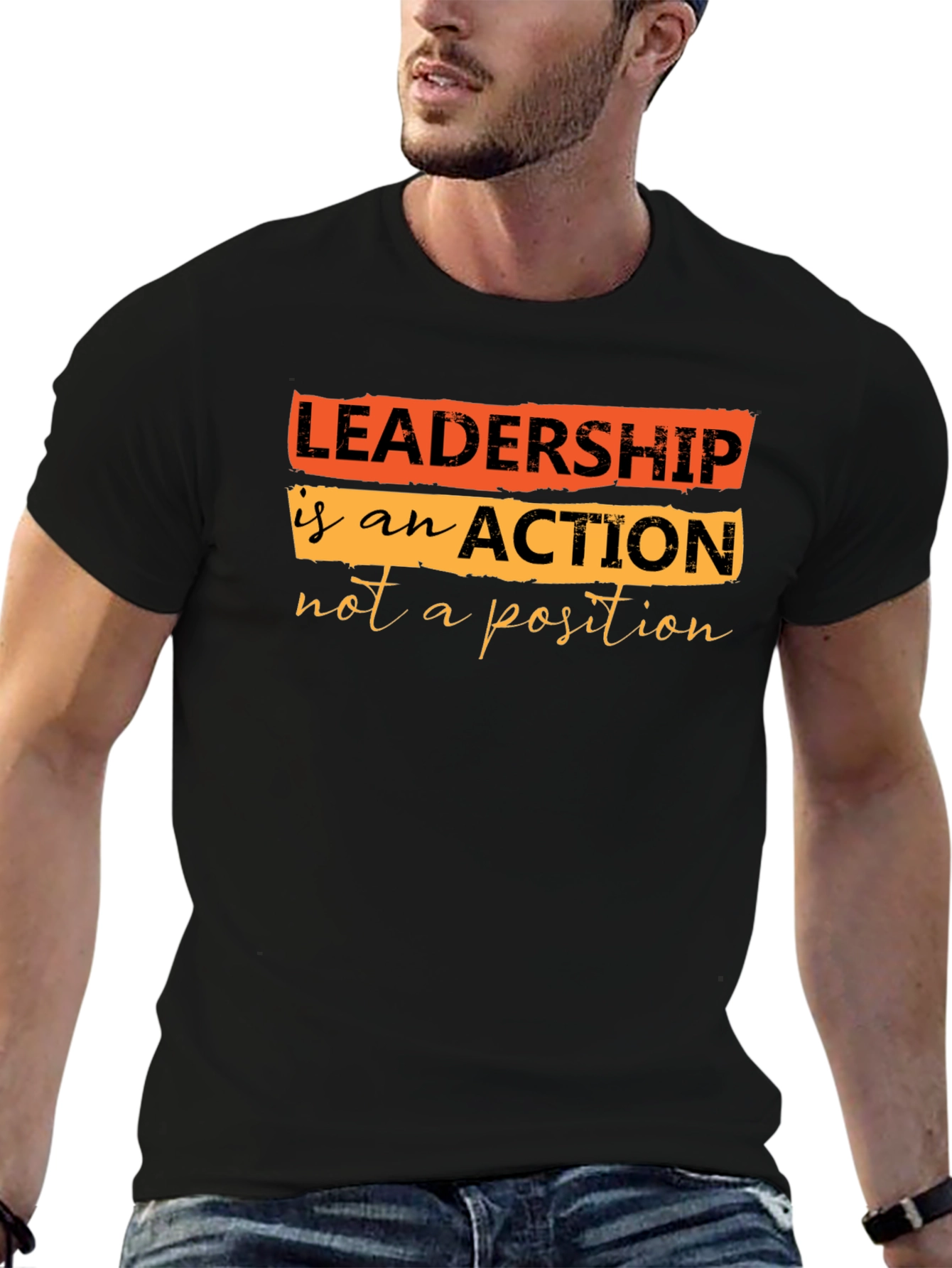 Black Leadership Quote T-Shirt - Black view 6