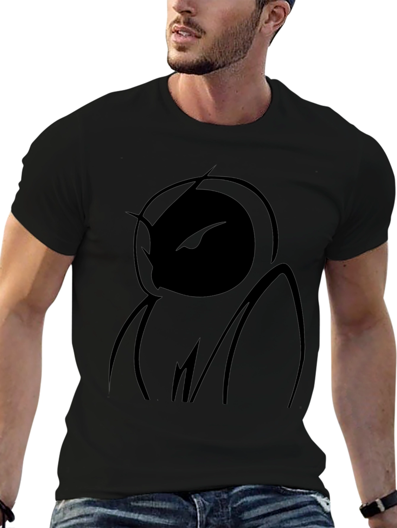 Black Abstract Figure Black T-Shirt view 6