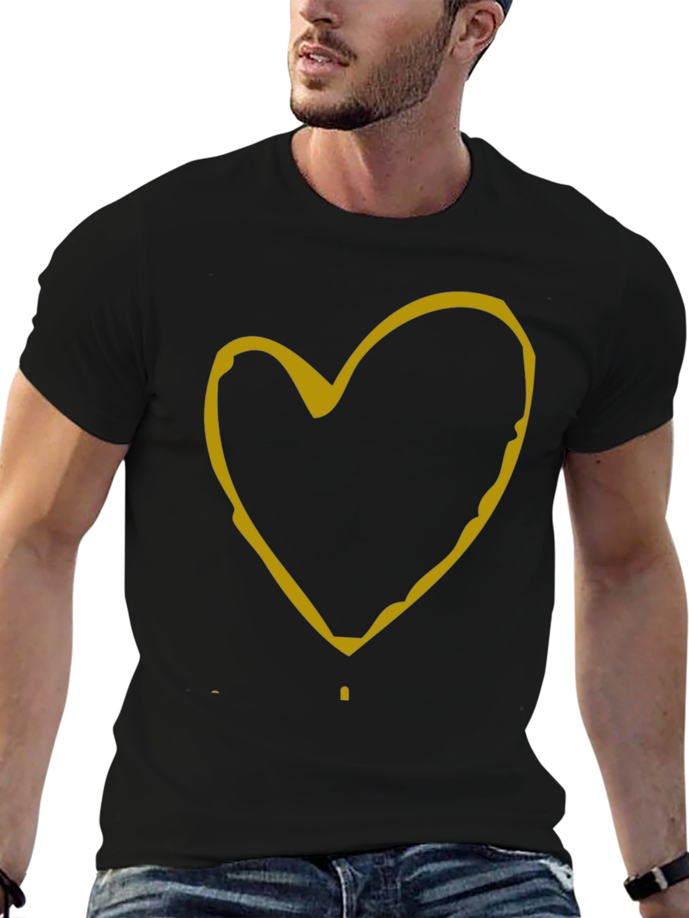 Black Heart Graphic Tee - Casual Black T-Shirt view 6