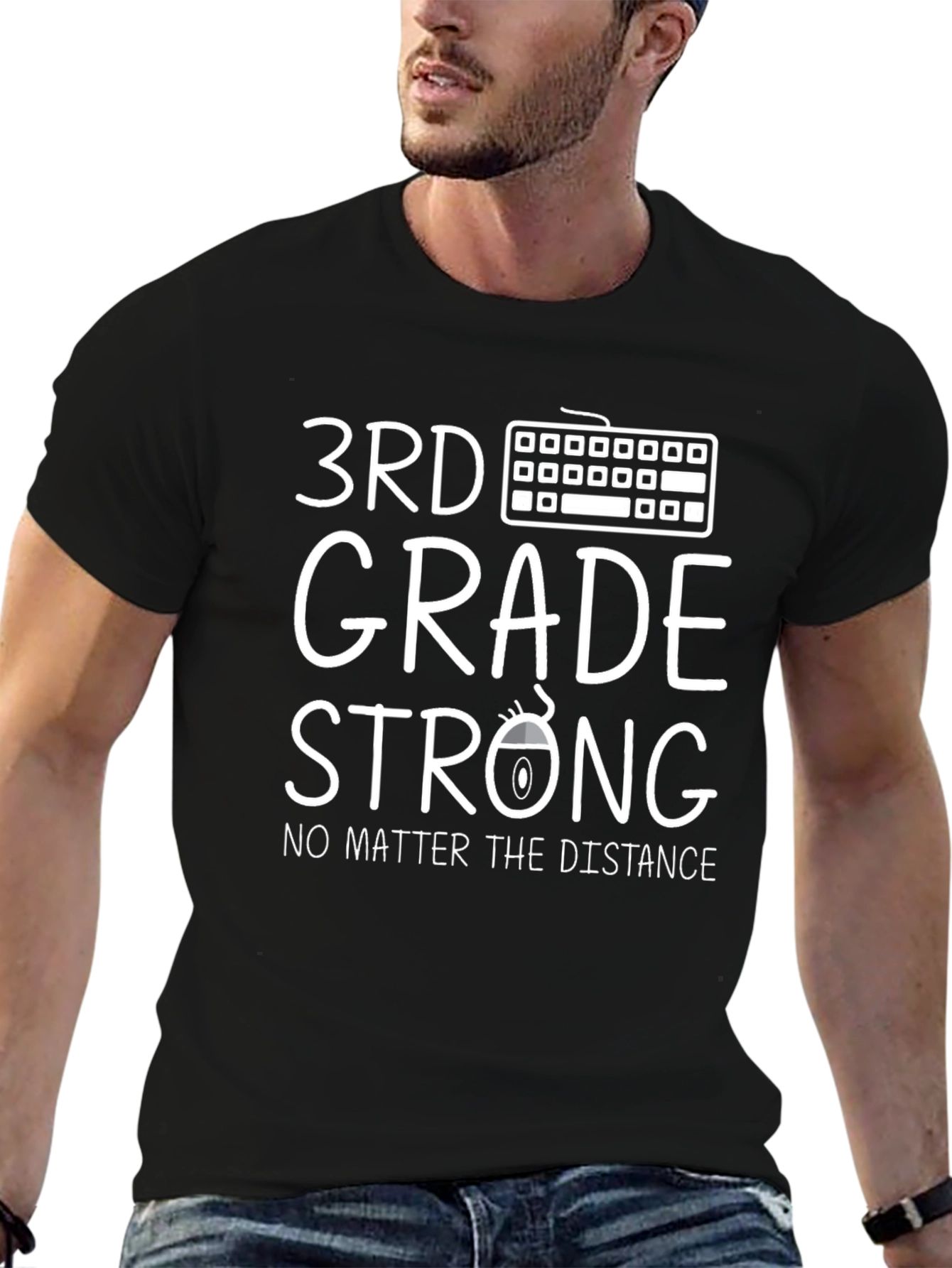 Black 3rd Grade Strong T-Shirt - Distance Learning view 6