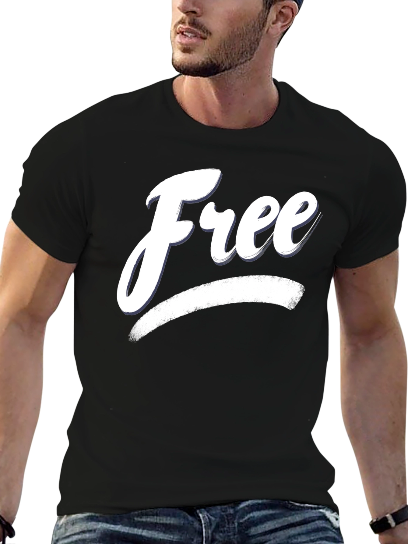 Black Free T-Shirt - Stylish Black Cotton Blend Tee view 6