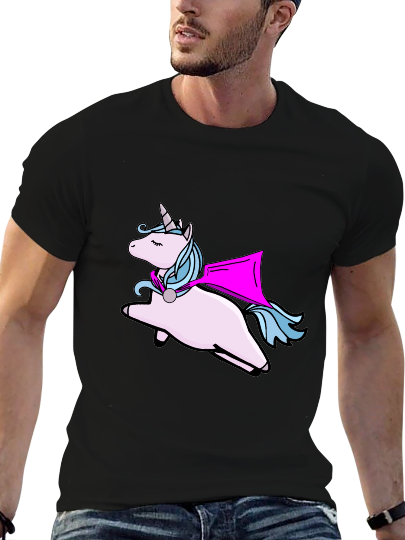 Unicorn Superhero Black T-Shirt - 6