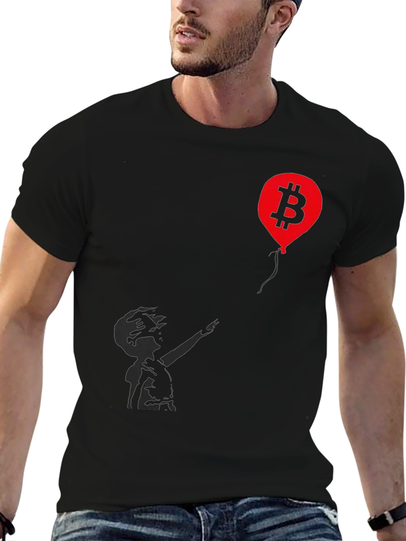 Black Bitcoin Balloon Graphic Tee - Crypto T-Shirt view 6
