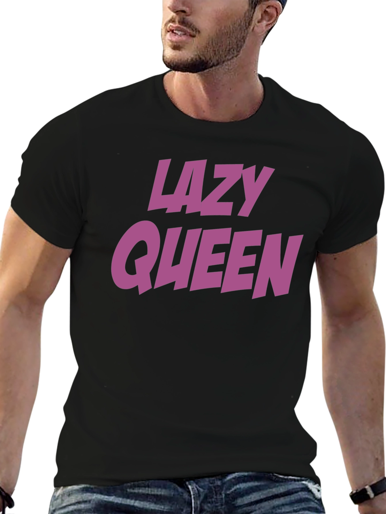 Black Lazy Queen Graphic T-Shirt - Casual Cotton Tee view 6