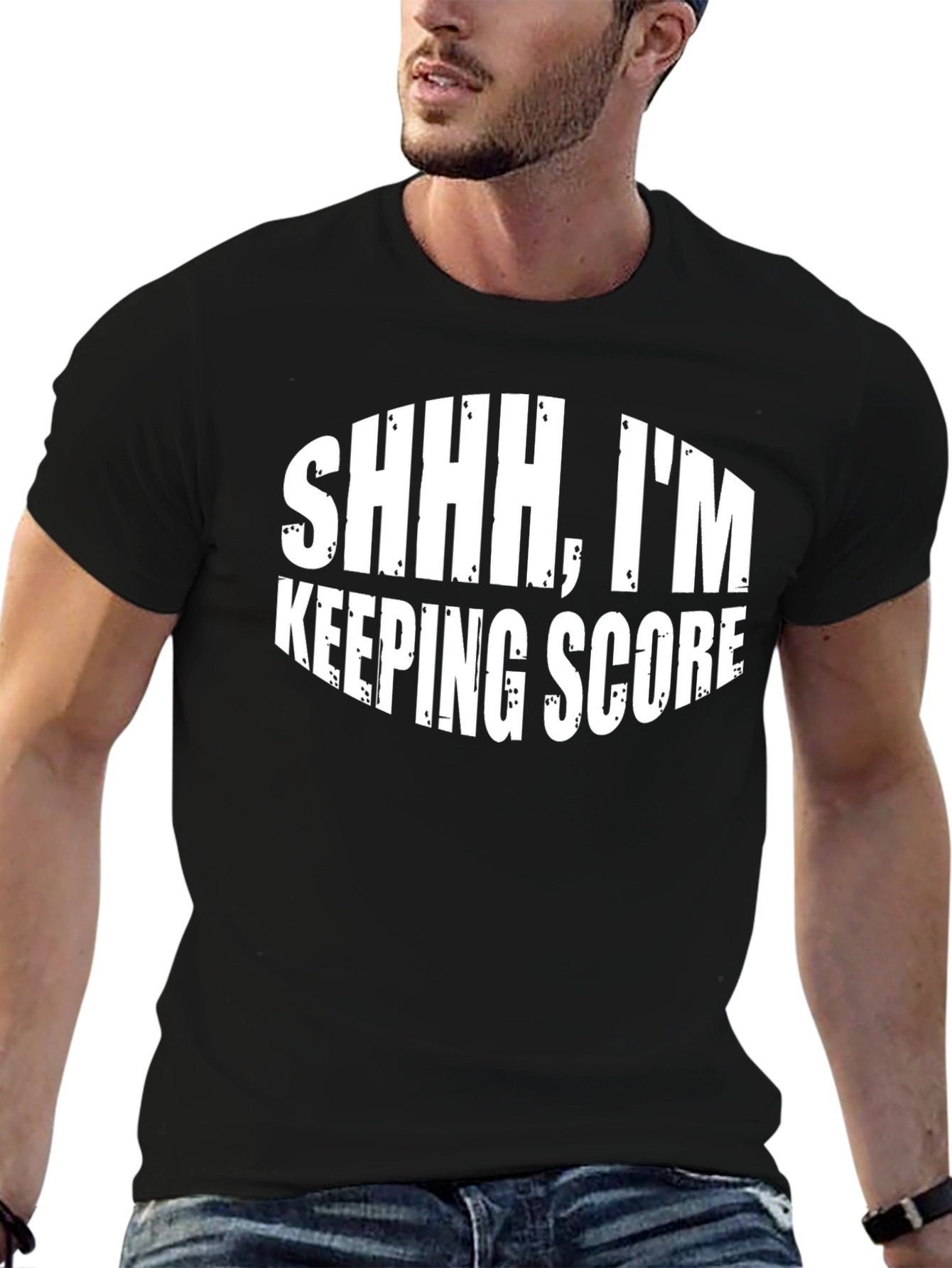 Black Shhh I'm Keeping Score Black T-Shirt view 6