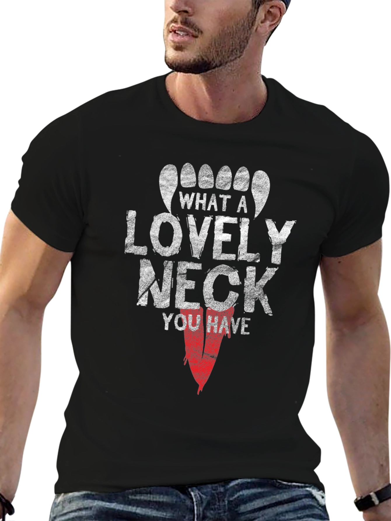 Black What a Lovely Neck Graphic T-Shirt view 6