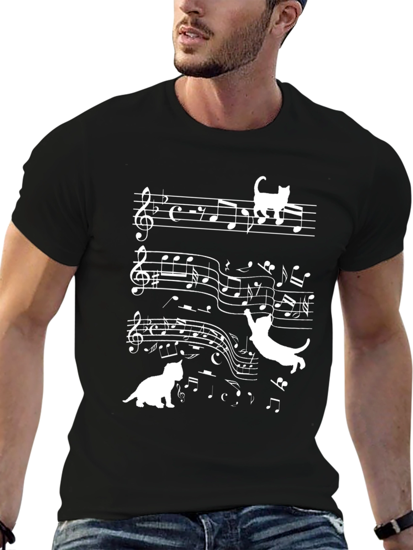 Black Musical Cats T-Shirt - Black view 6