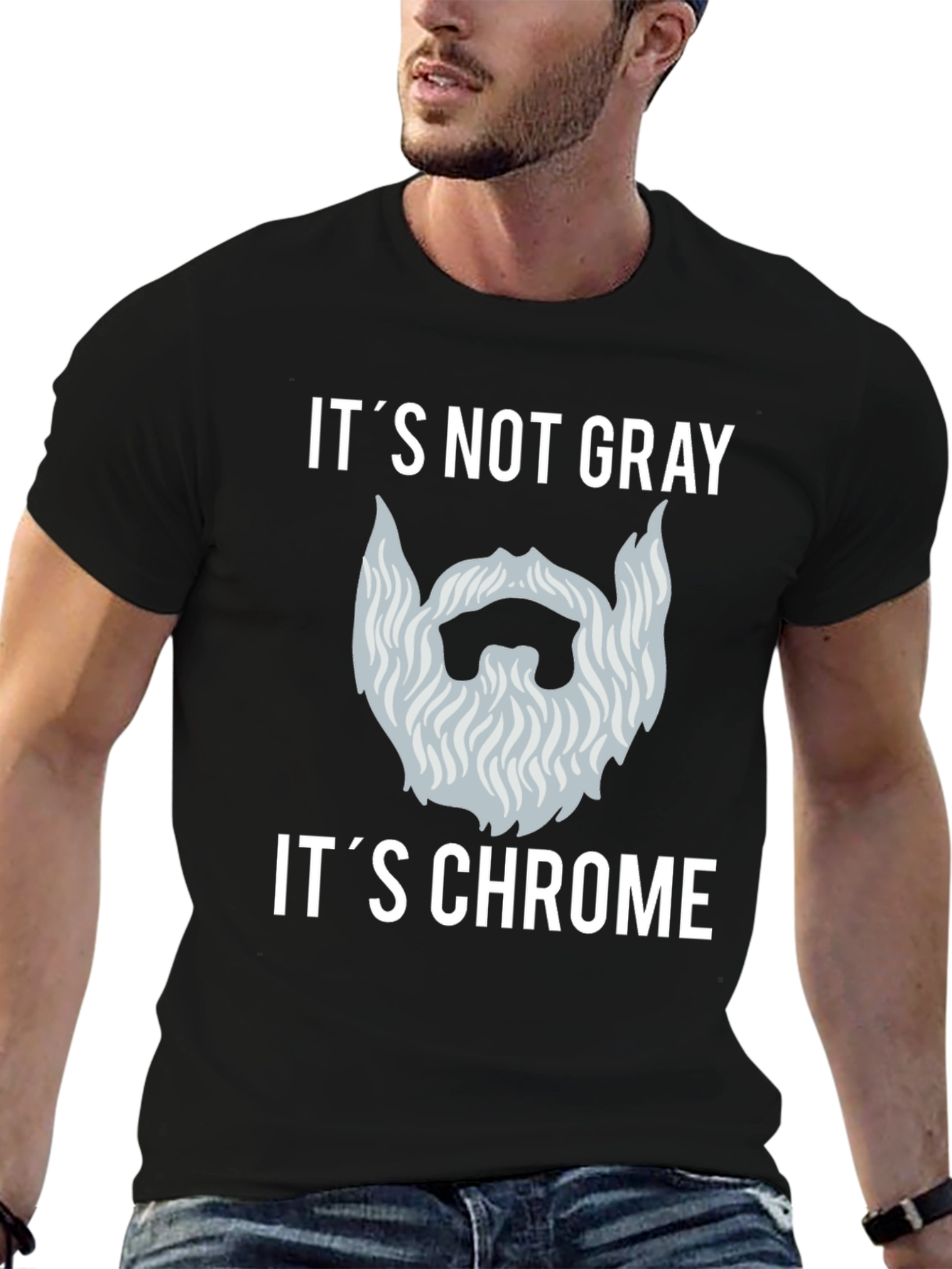 Black It's Not Gray It's Chrome Graphic T-Shirt view 6
