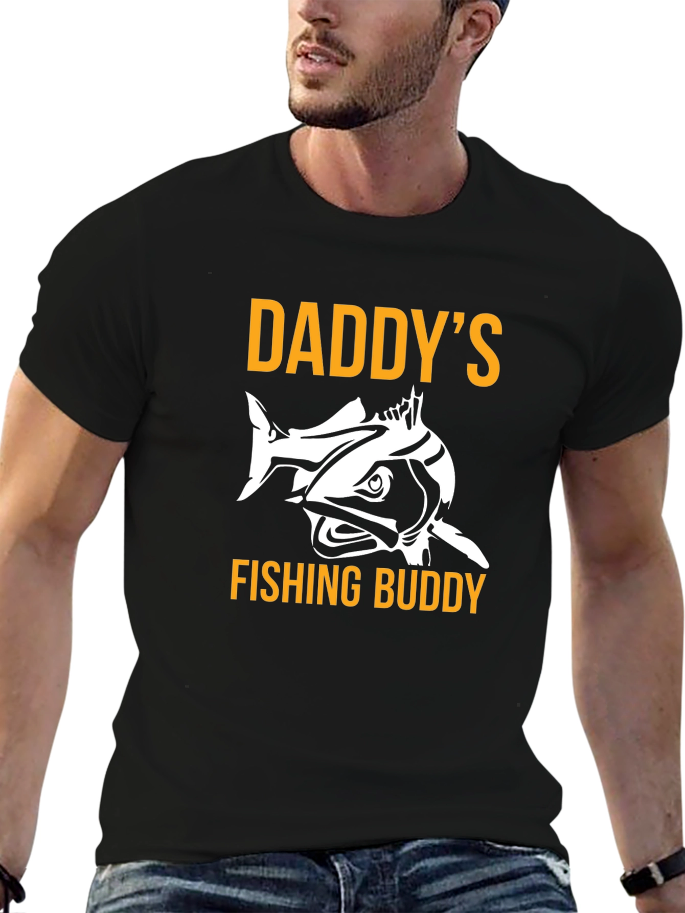 Black Daddy's Fishing Buddy T-Shirt view 6
