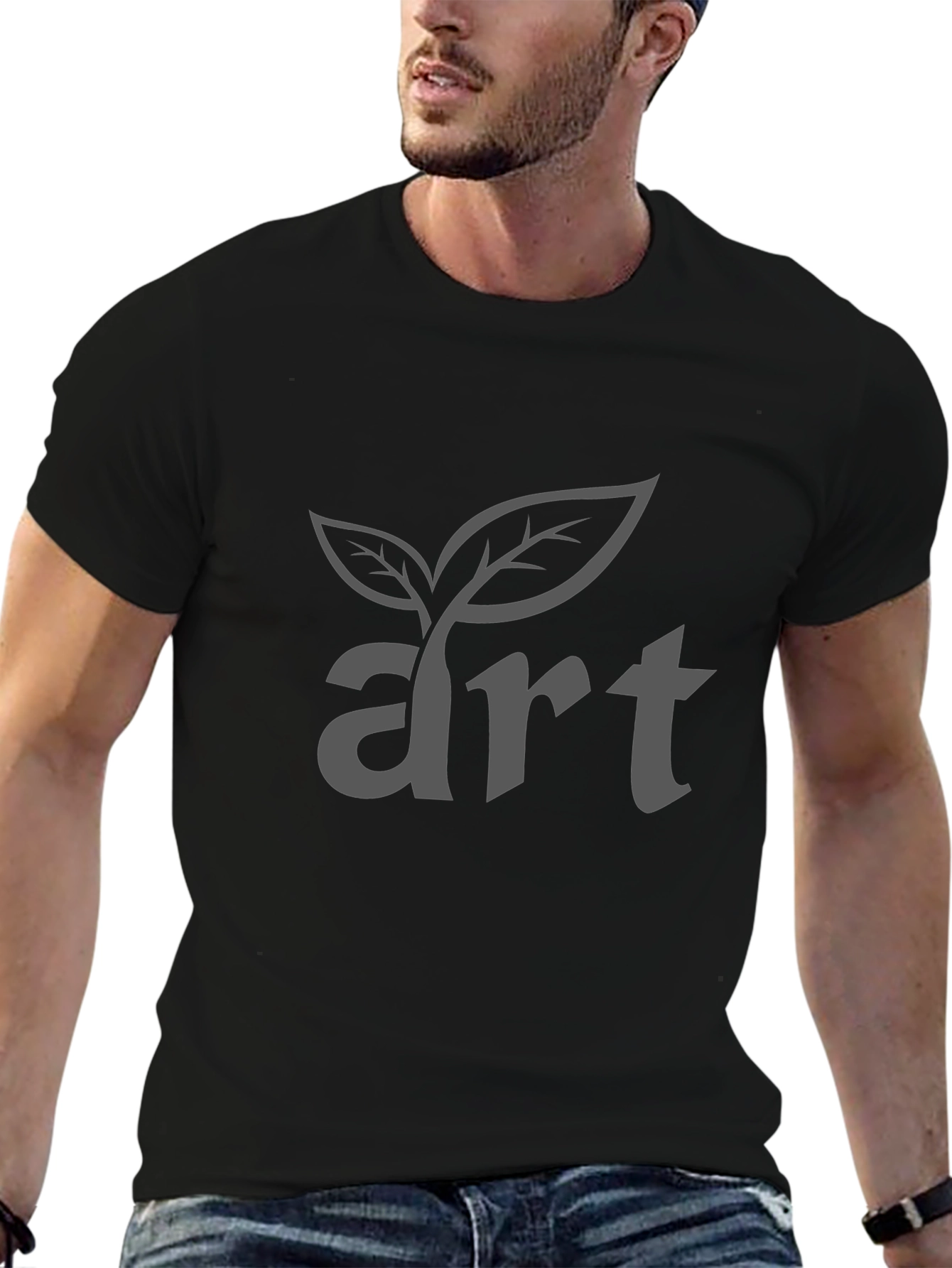 Black Nature Art T-Shirt - Eco-Friendly Design view 6