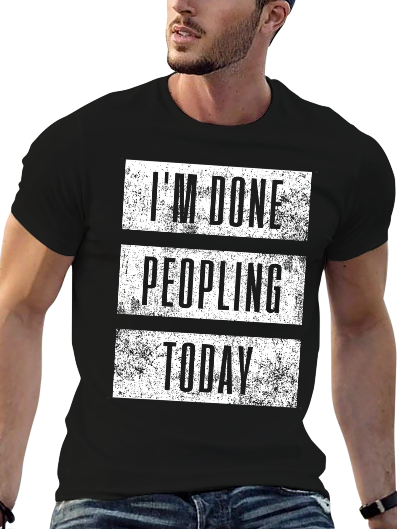 Black I'm Done Peopling Today Graphic Tee - Black view 6