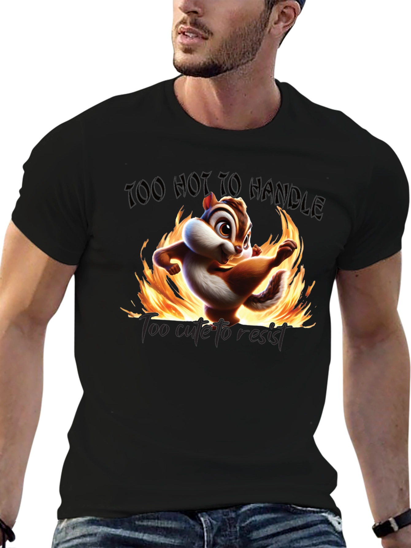 Black Too Hot To Handle Chipmunk Graphic Tee view 6