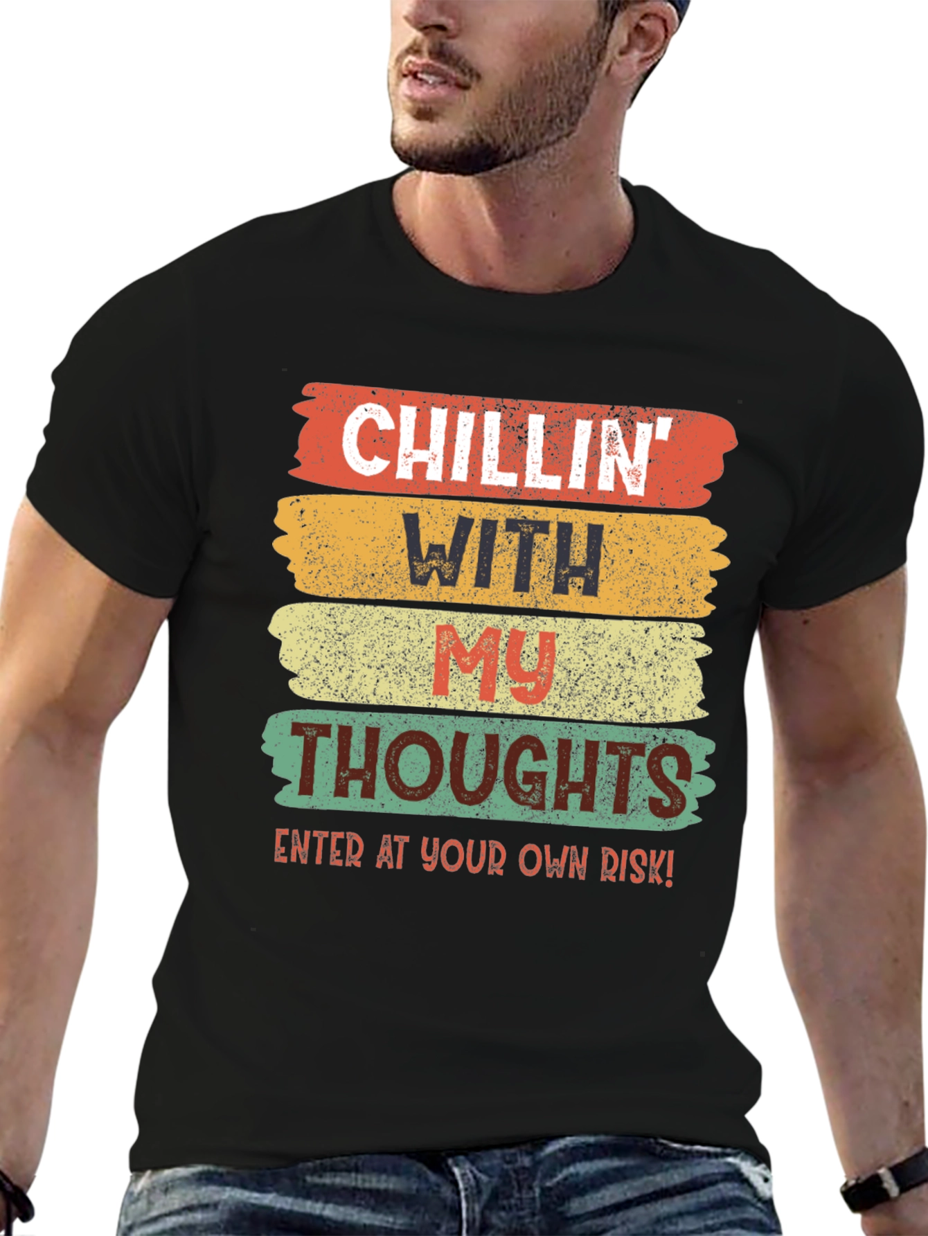 Black Chillin' With My Thoughts Graphic Tee view 6