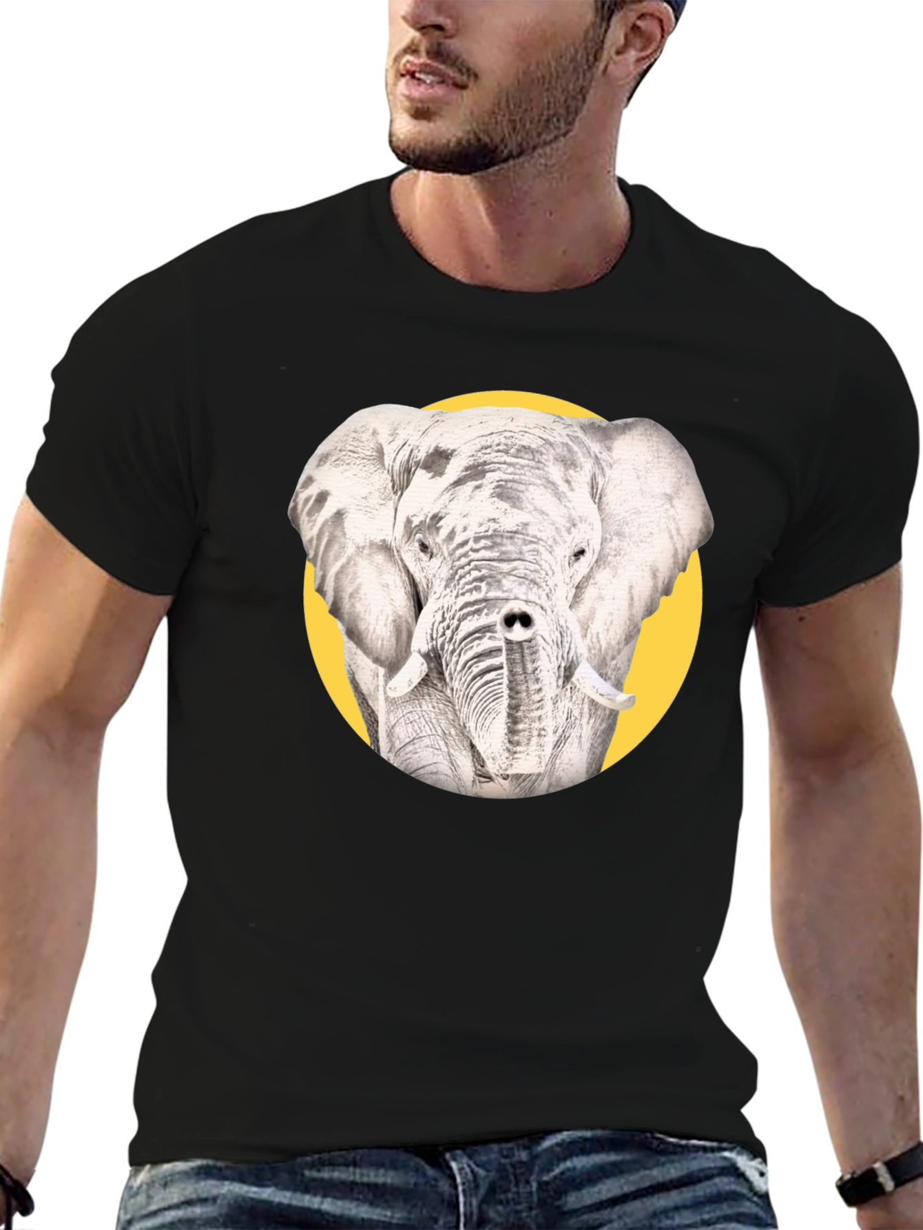 Black Elephant Graphic T-Shirt - Unique Design view 6