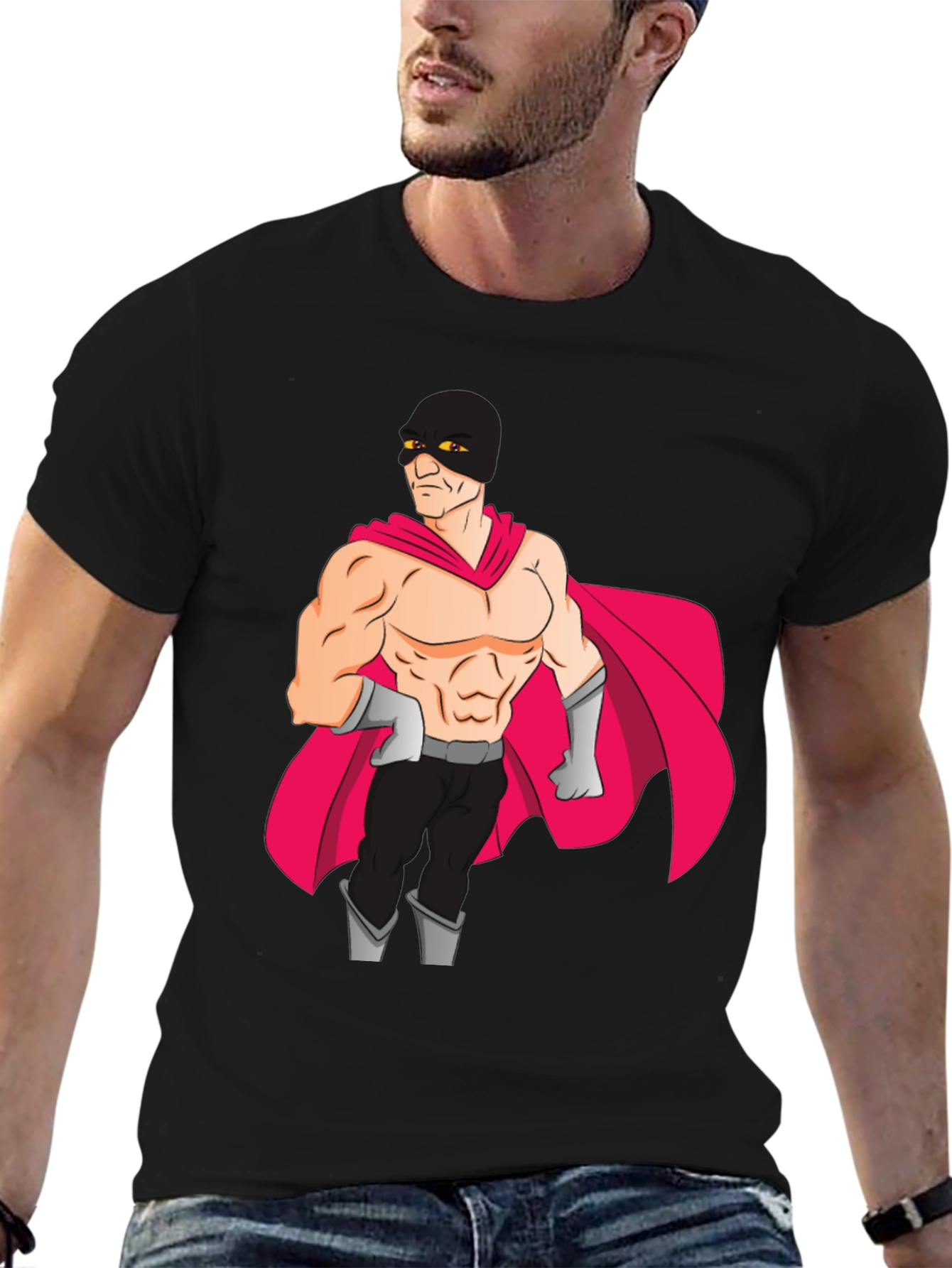 Black Superhero Graphic Black T-Shirt view 6