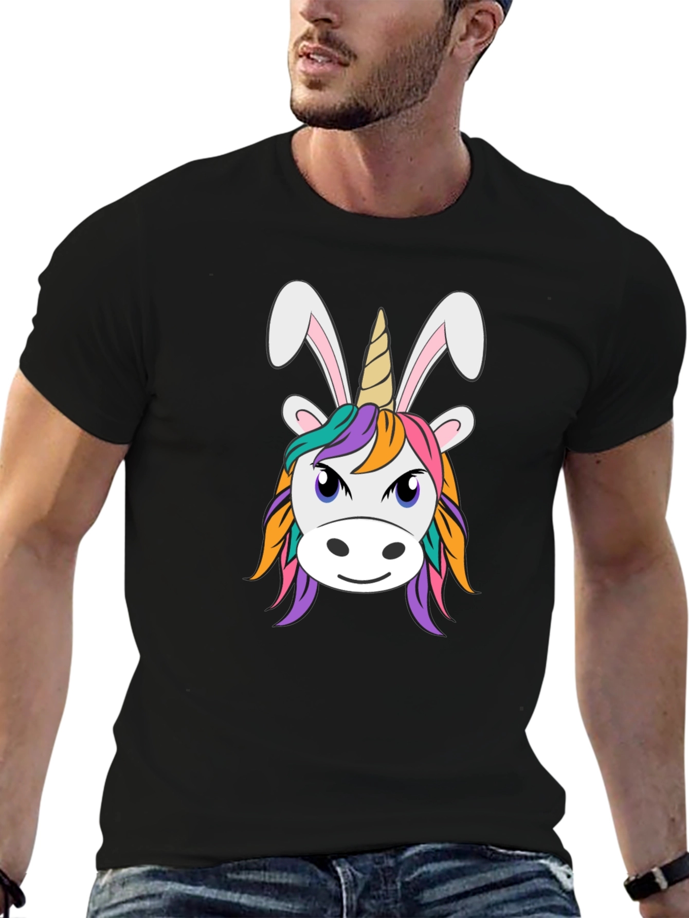Black Unicorn Bunny T-Shirt - Fun Graphic Tee view 6