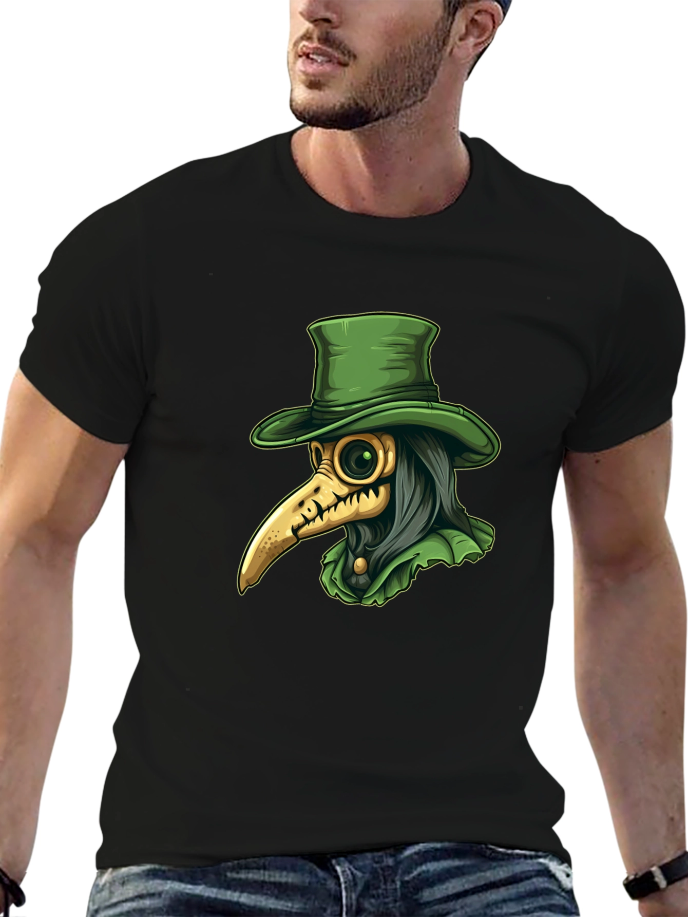 Black Plague Doctor Graphic Tee - Unique Gothic Fashion view 6