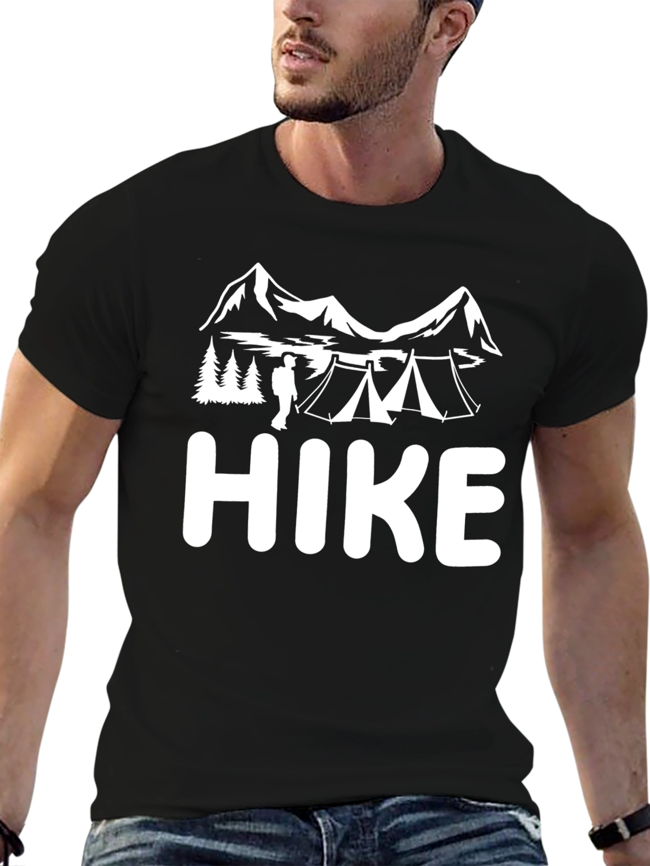 Black Hike Adventure T-Shirt - Black Cotton Tee view 6