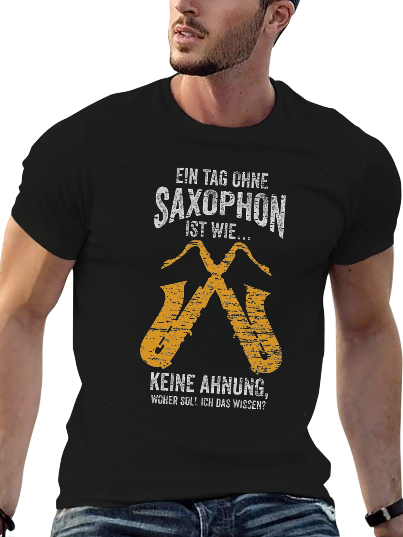 Black Saxophone T-Shirt - Funny Musician Tee view 6