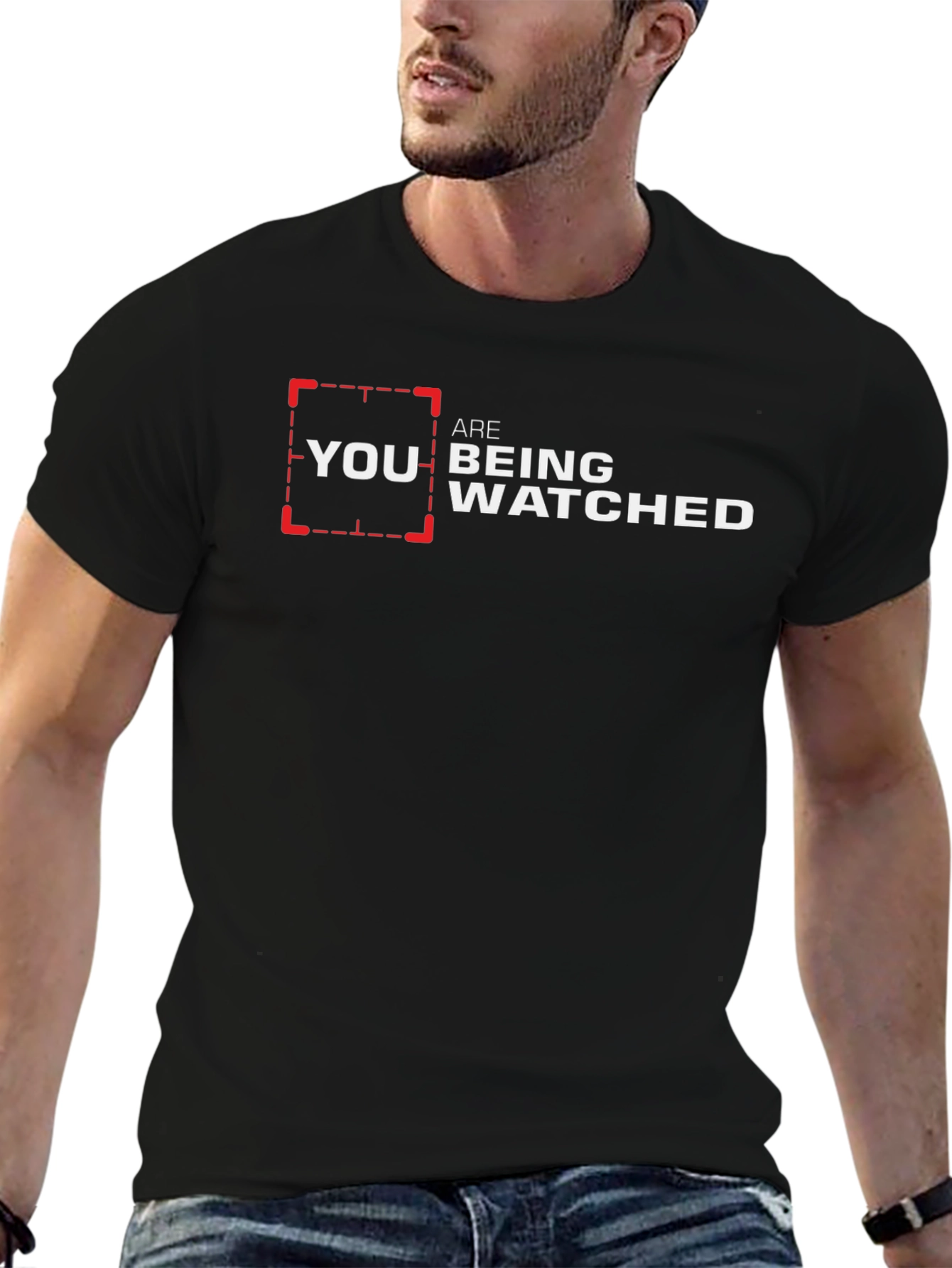 Black You Are Being Watched Graphic Tee view 6