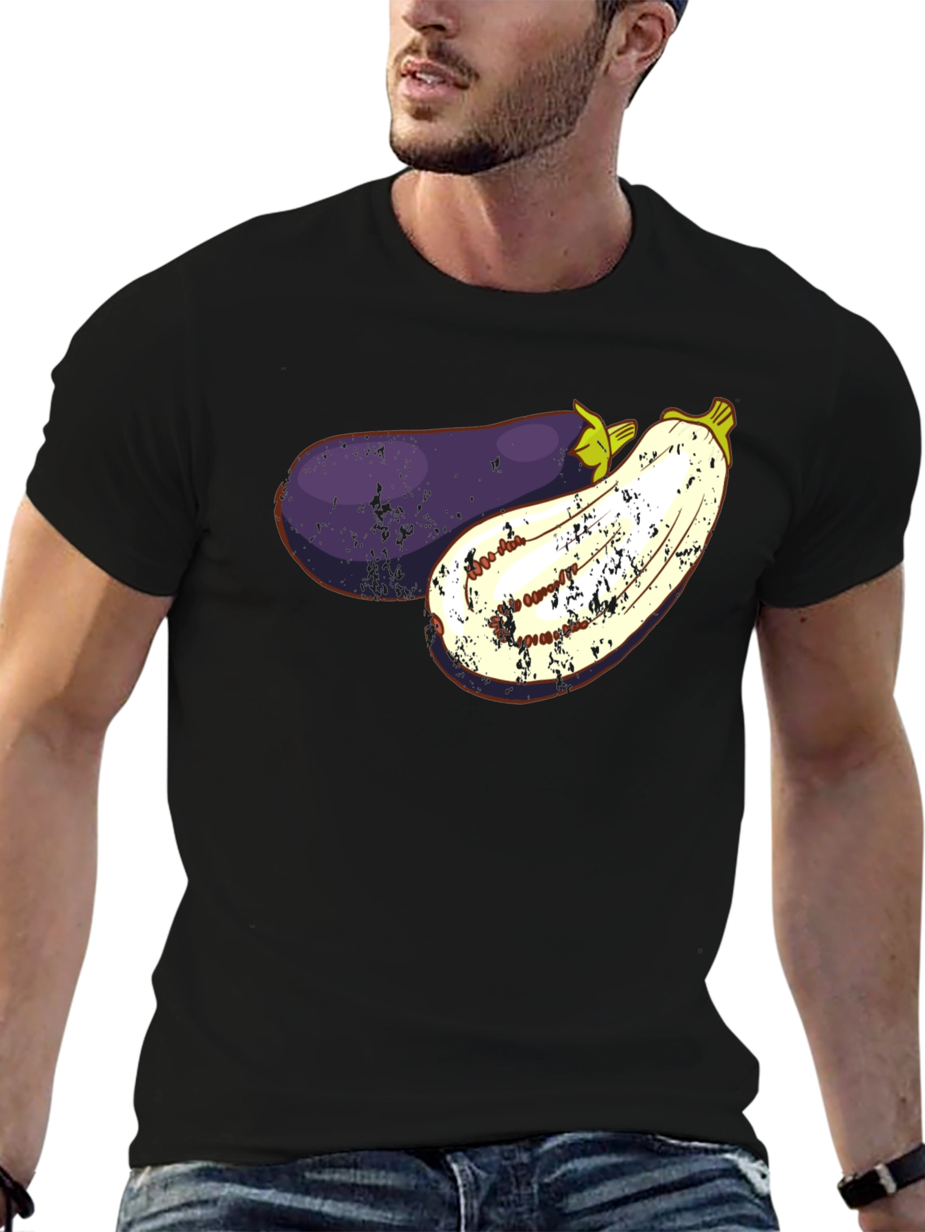 Black Eggplant Graphic T-Shirt - Unisex Casual Tee view 6