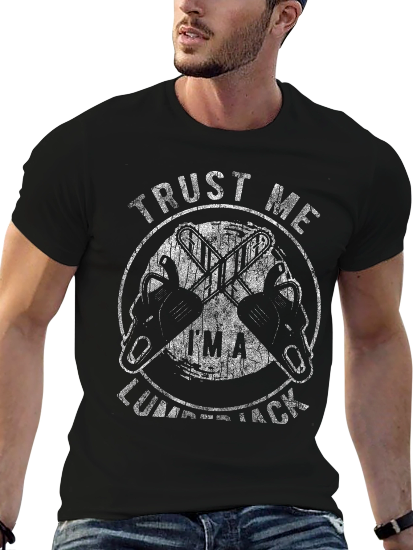 Black Trust Me I'm A Lumberjack Graphic Tee - Black view 6