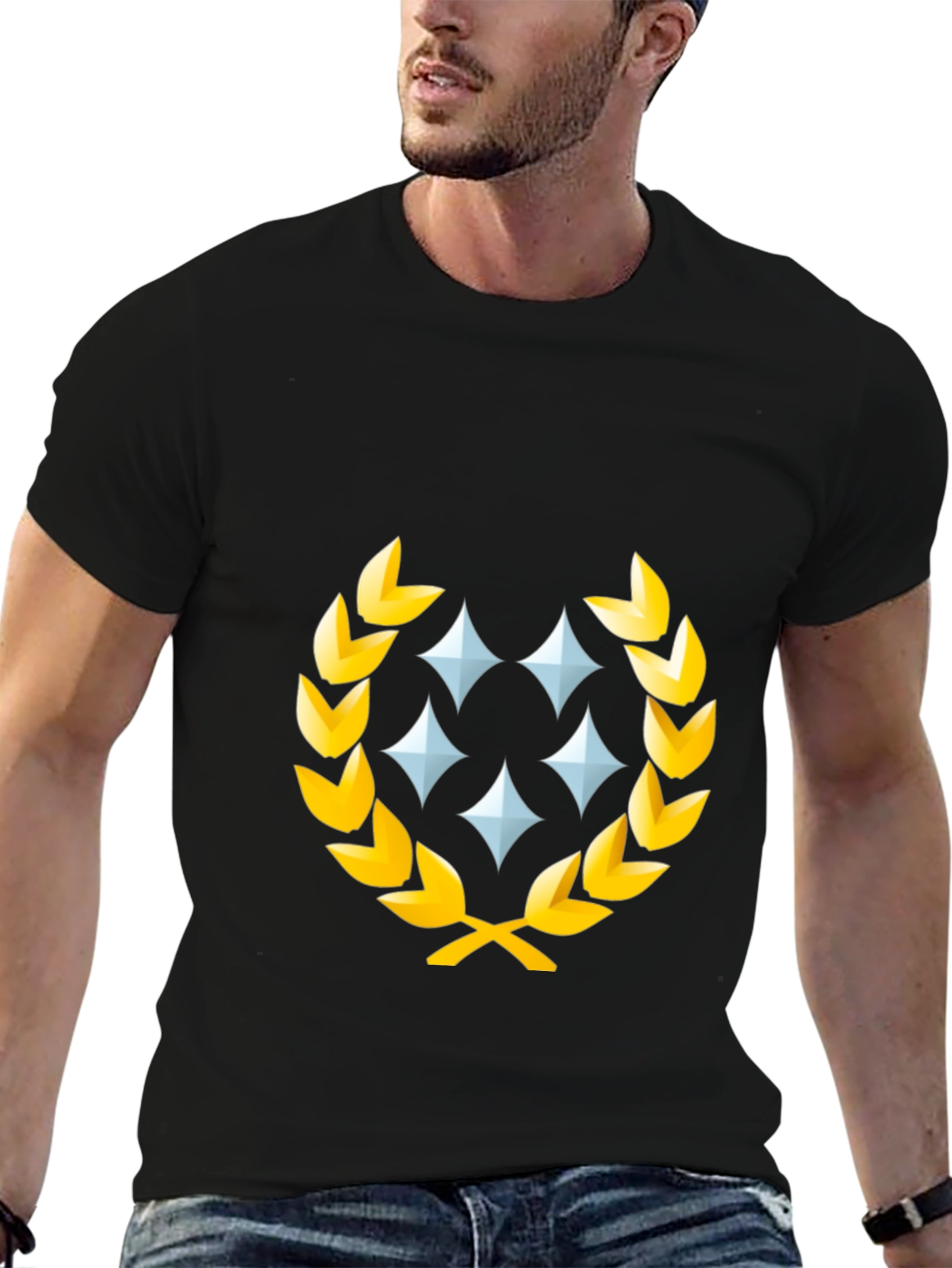 Black Elegant Stars Wreath Graphic Tee view 6