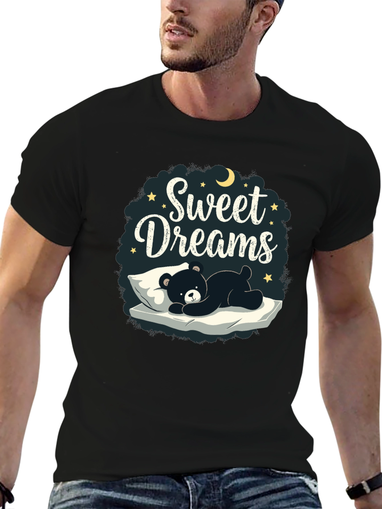 Black Sweet Dreams Bear Graphic T-Shirt view 6