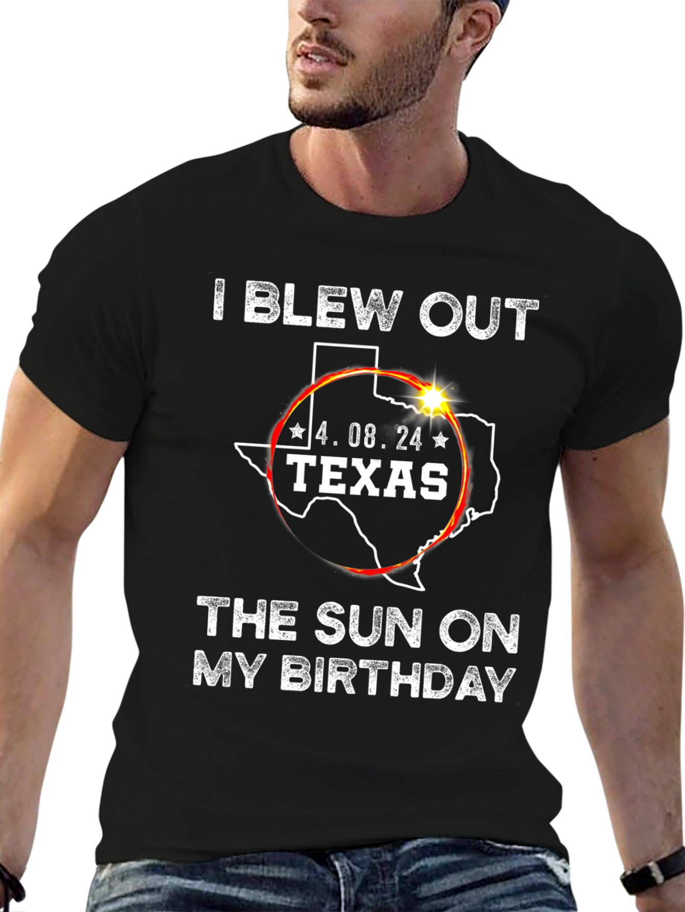 Black Texas Eclipse Birthday T-Shirt, April 8 2024 view 6