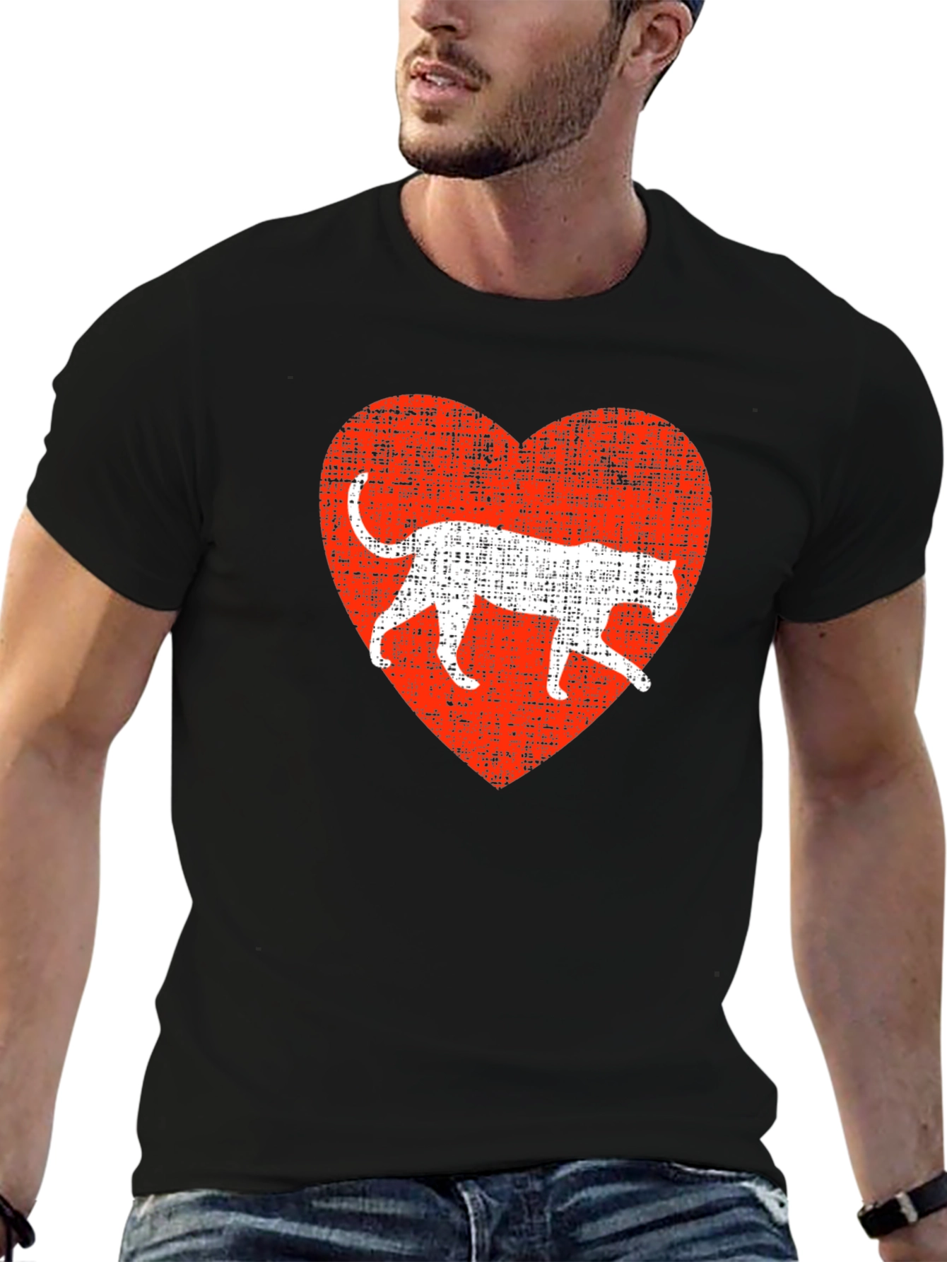 Black Leopard Heart Graphic T-Shirt - Black view 6
