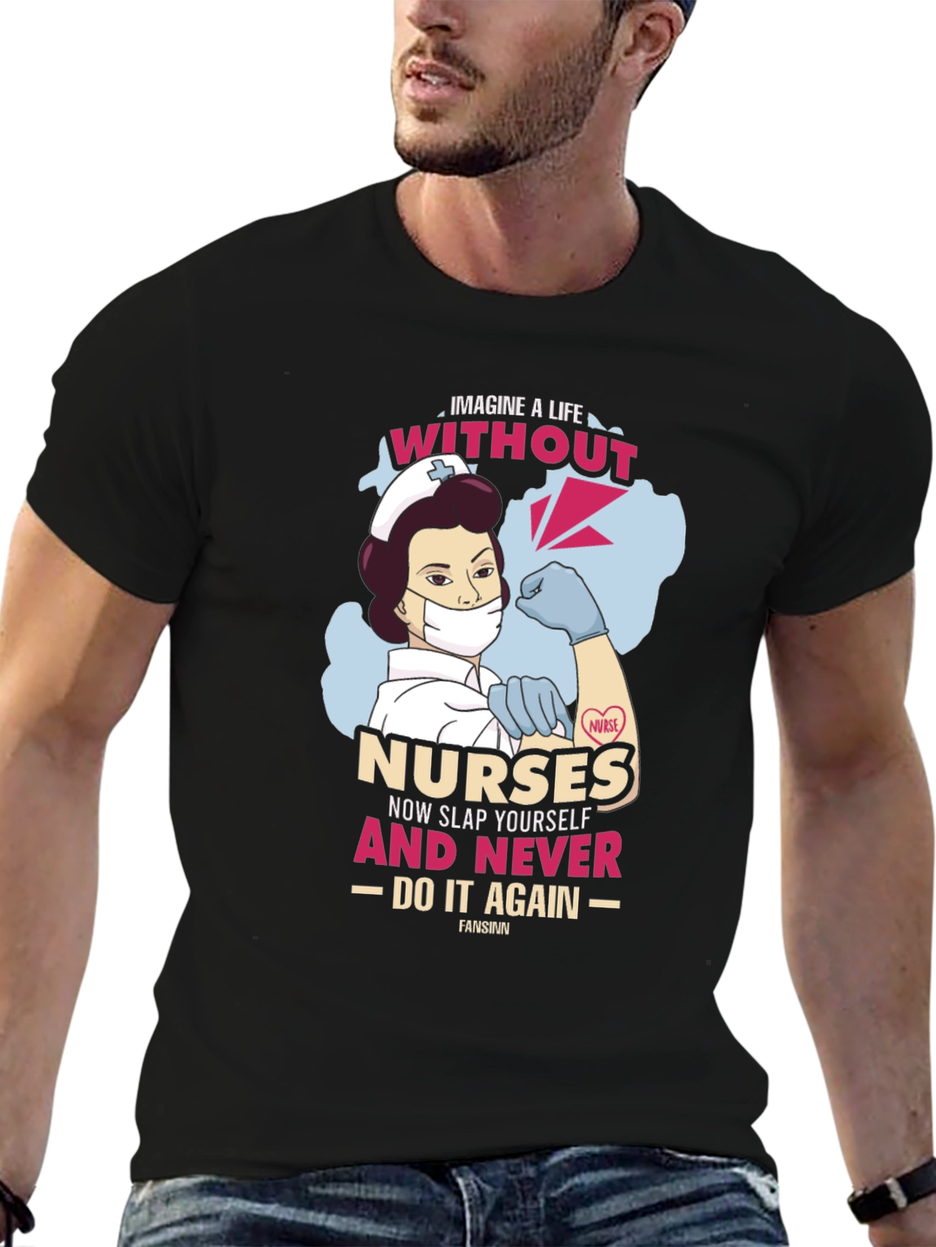 Black Nurse Graphic Tee - Imagine Life Without Nurses view 6