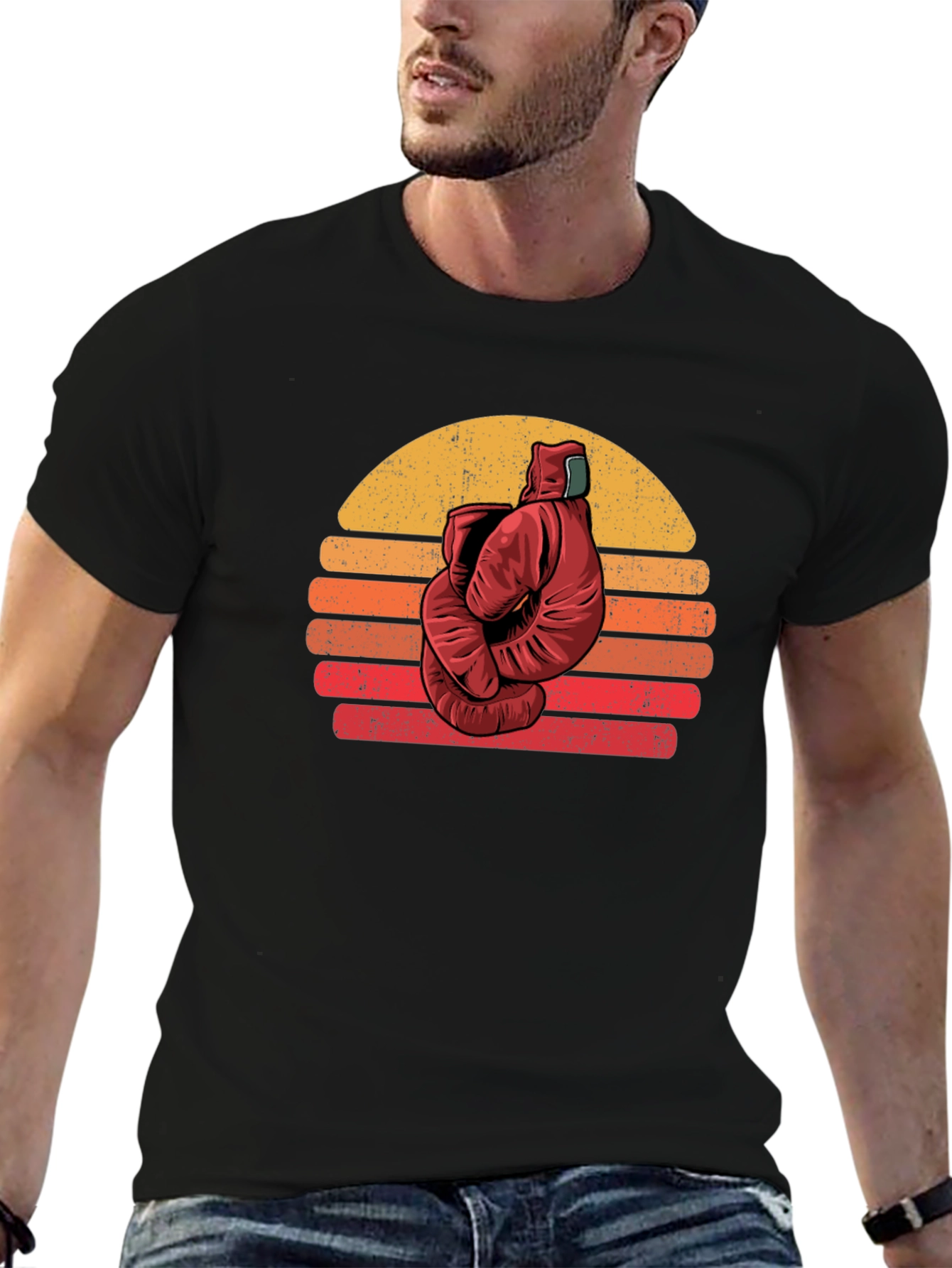 Black Retro Boxing Glove Graphic Tee view 6
