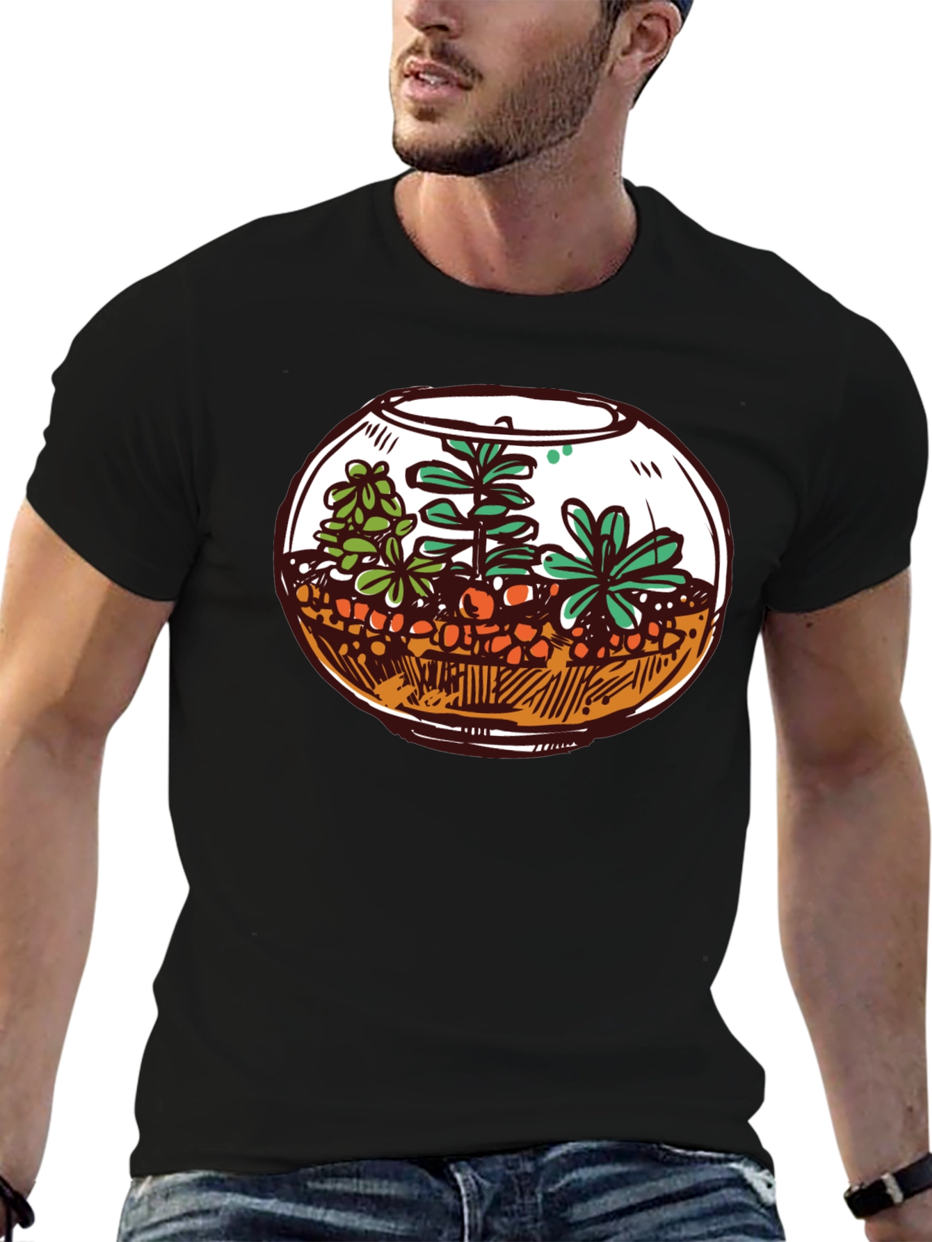 Black Terrarium Graphic Tee - Unique Plant Lover Shirt view 6