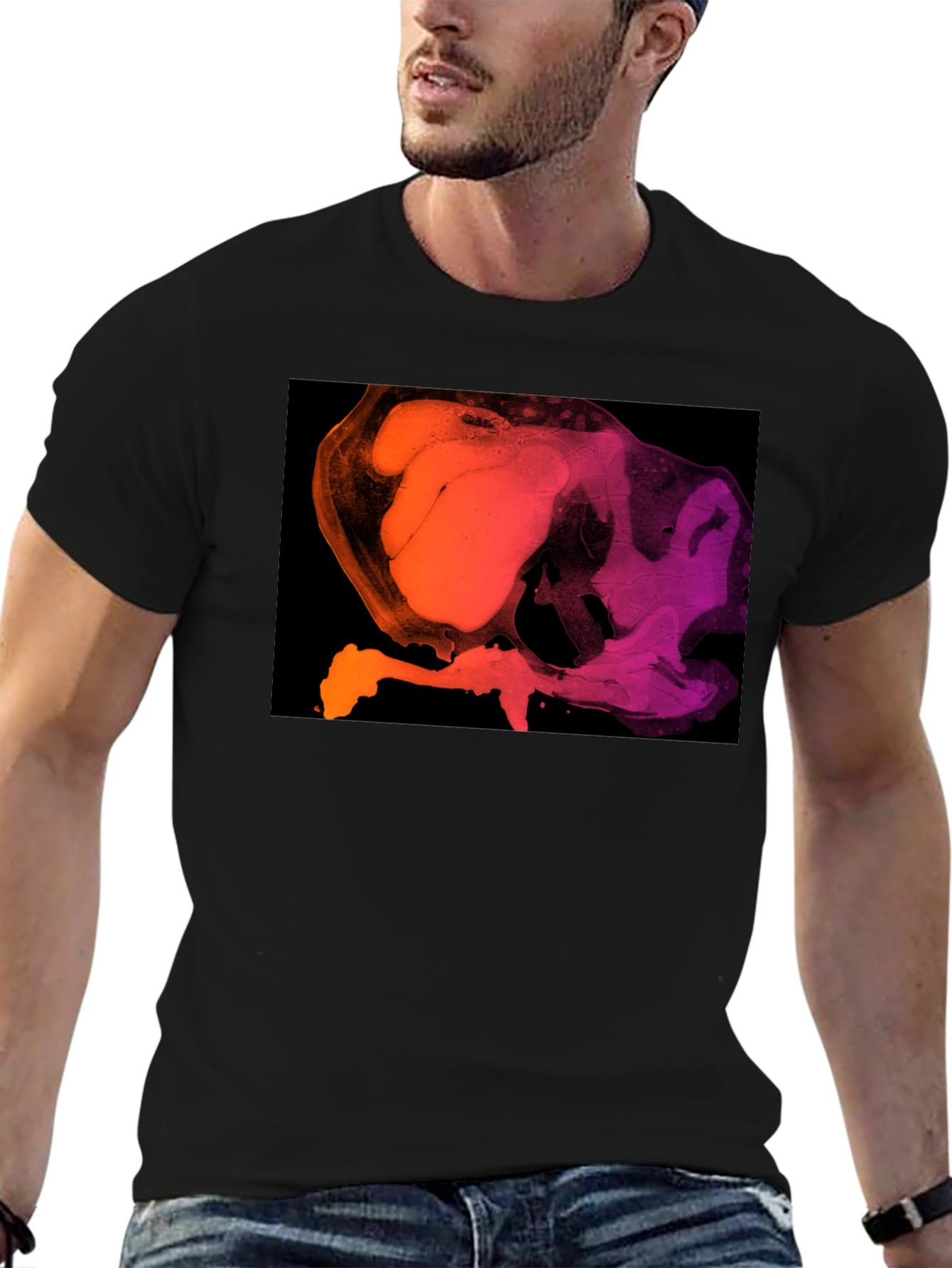 Black Abstract Gradient T-Shirt - Modern Art Tee view 6