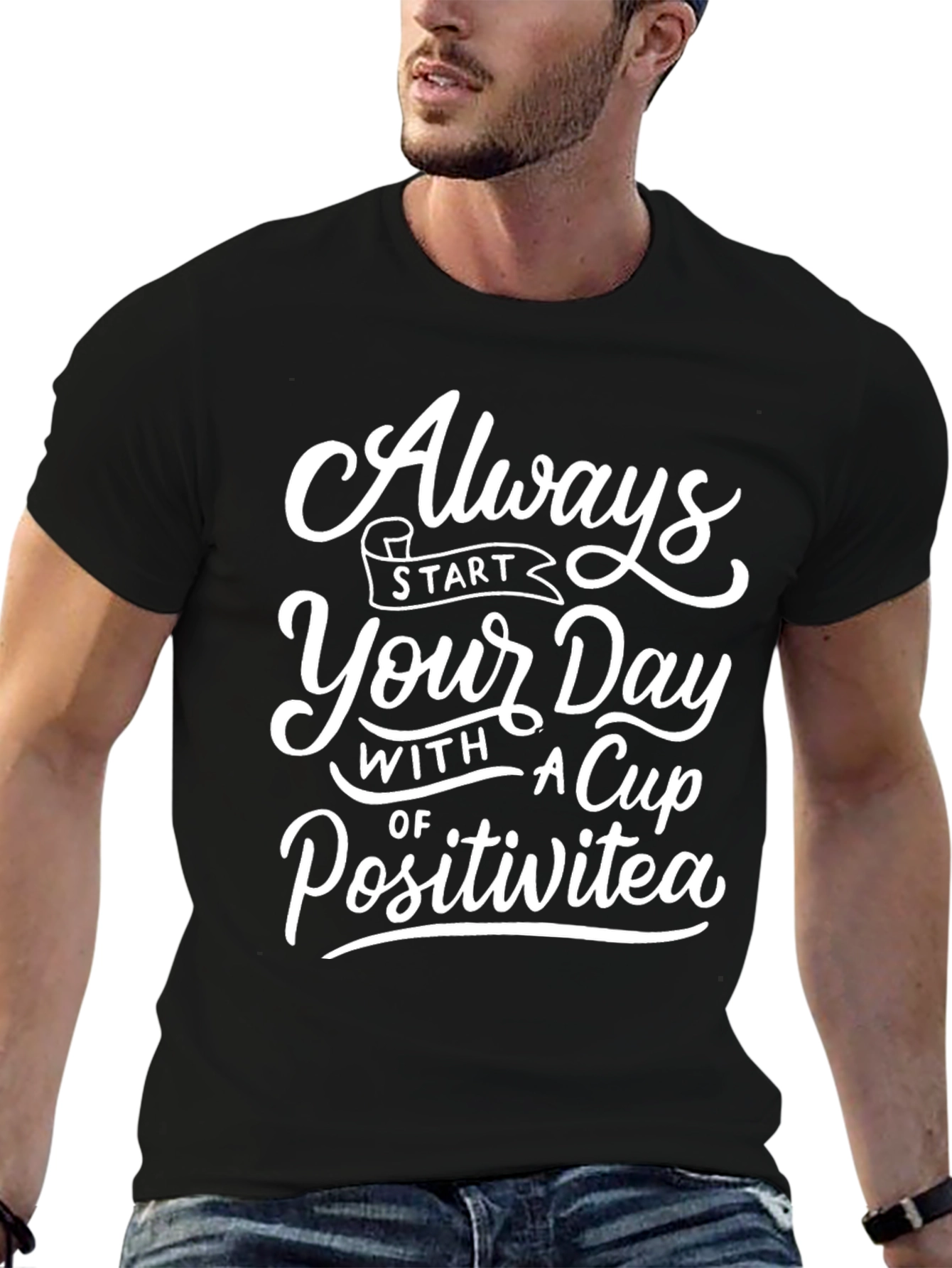 Black Positivitea Graphic Tee - Start Your Day Right T-Shirt view 6