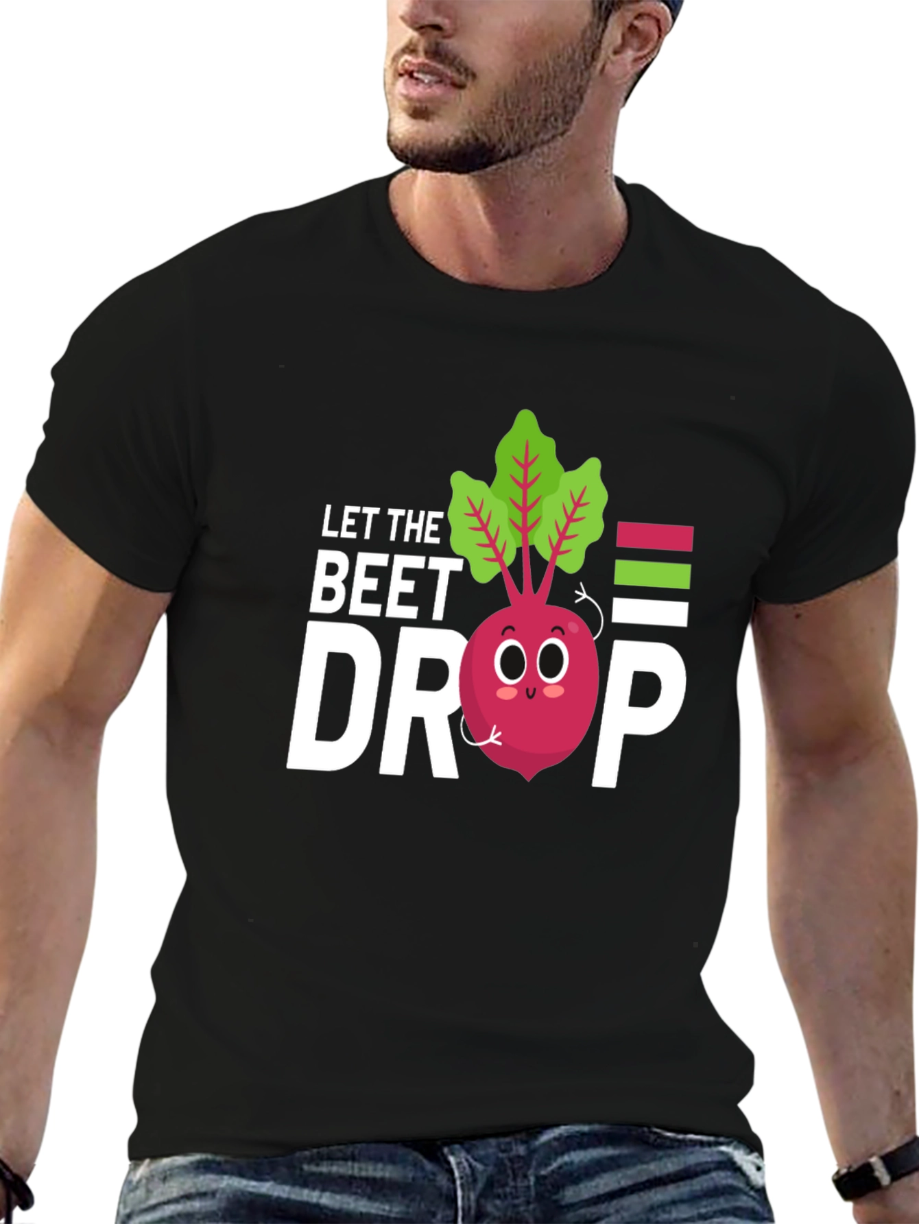 Black Let the Beet Drop Graphic Tee - Cute Vegetable Pun T-Shirt view 6