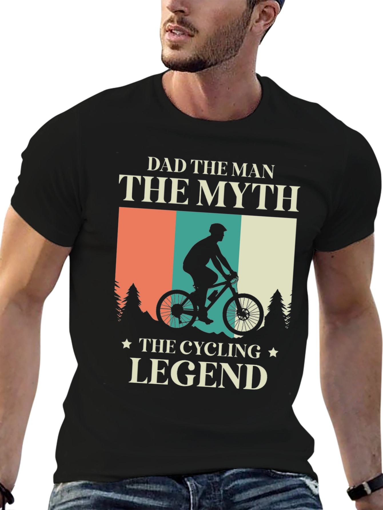 Black Dad The Man, Cycling Legend T-Shirt view 6