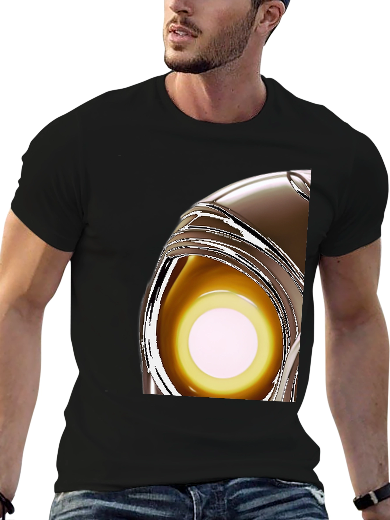 Black Abstract Eye T-Shirt - Modern Graphic Tee view 6