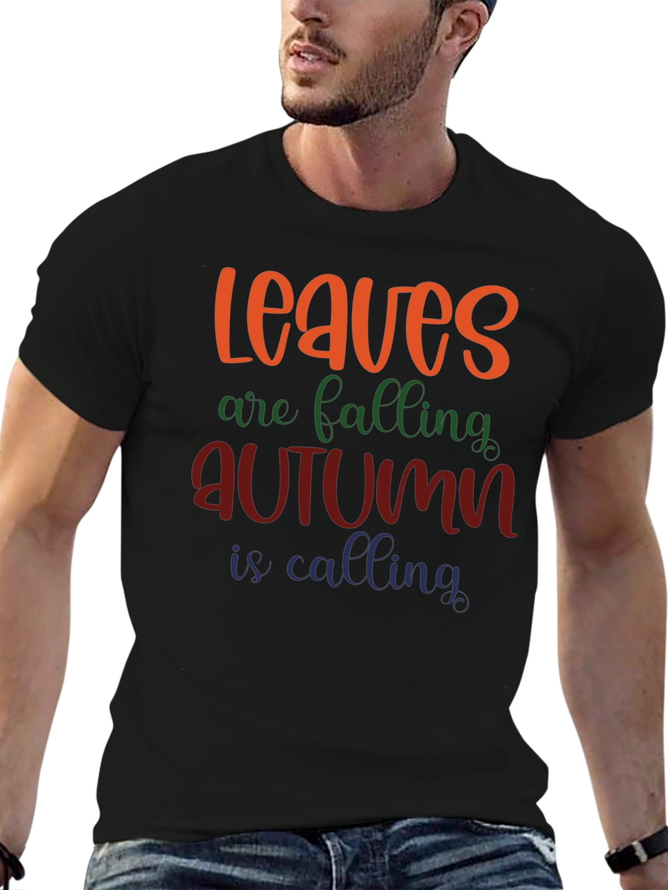 Black Autumn Leaves T-Shirt view 6