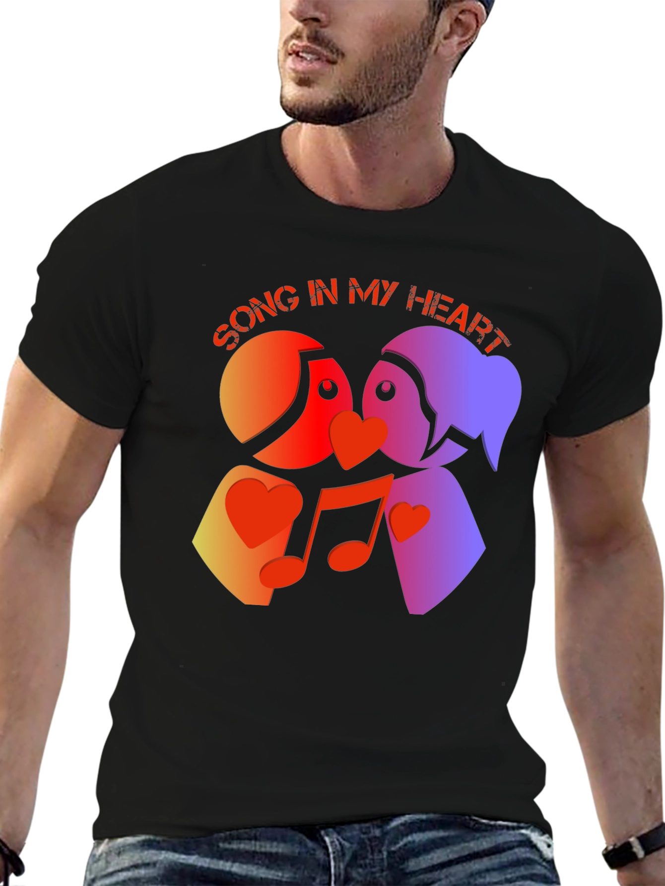 Black Song in My Heart Graphic Tee - Trendy Music Lover Shirt view 6