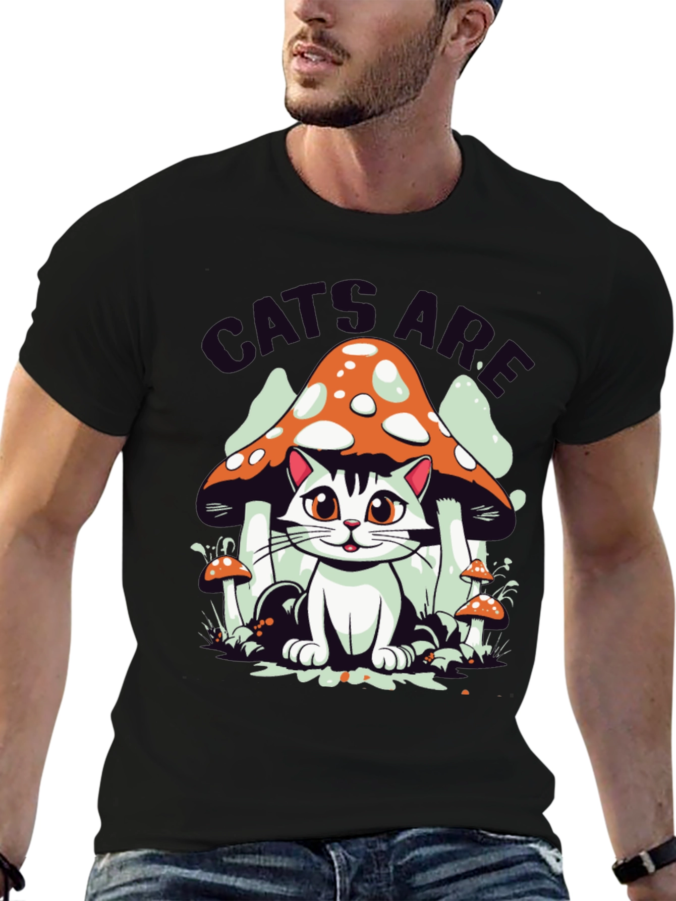 Black Cats Are Magical Mushroom T-Shirt view 6