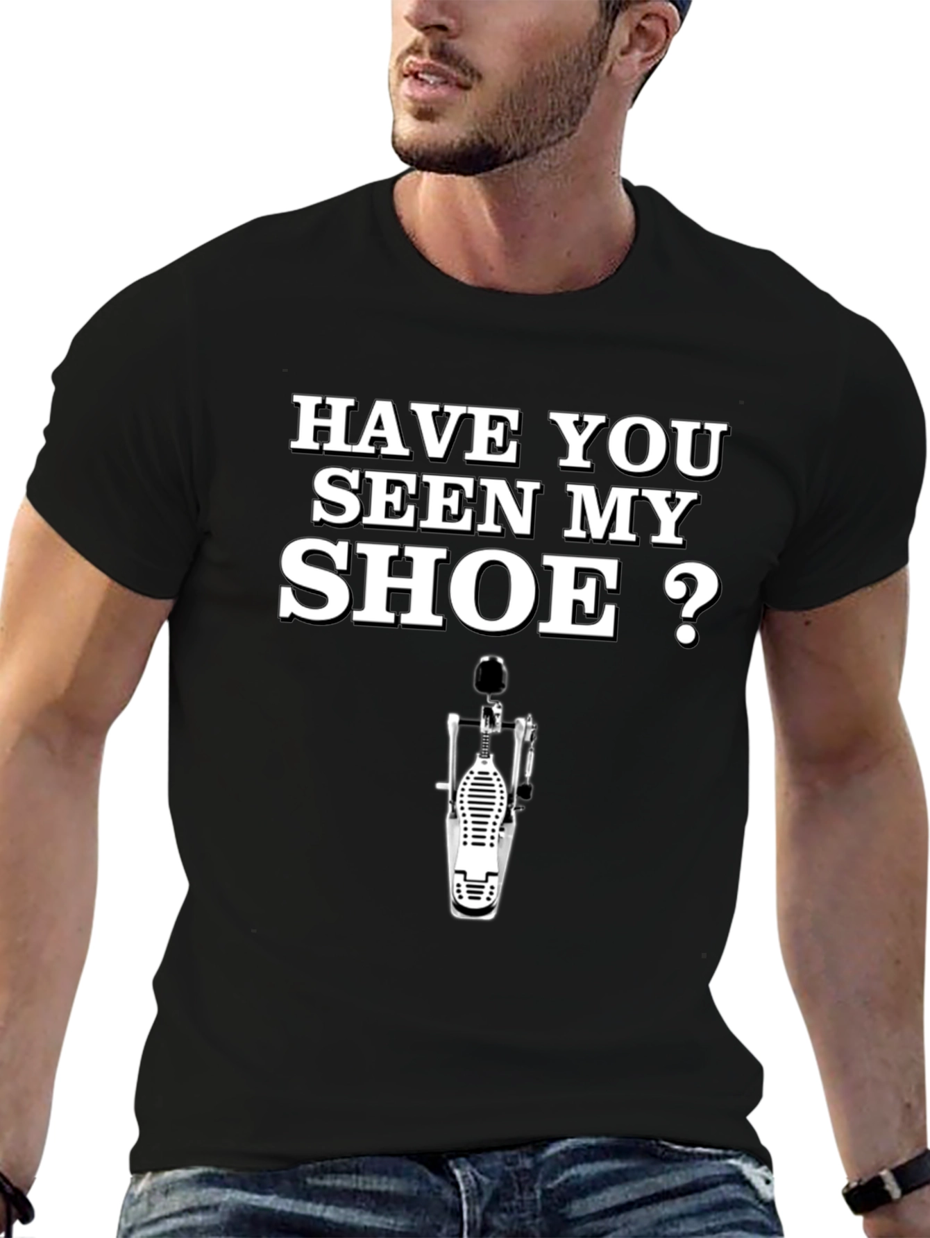 Black Funny Drummer T-Shirt - Have You Seen My Shoe? view 6