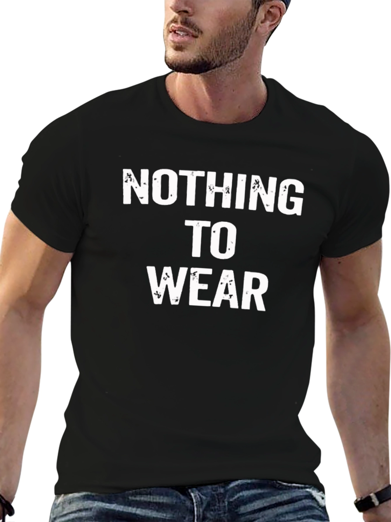 Black Nothing to Wear Graphic Tee - Funny Mens T-Shirt view 6