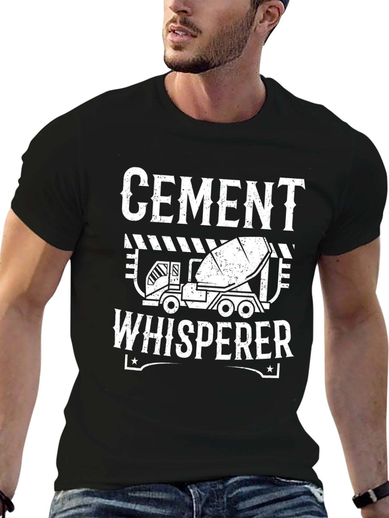 Black Cement Whisperer T-Shirt - Construction Humor Tee view 6