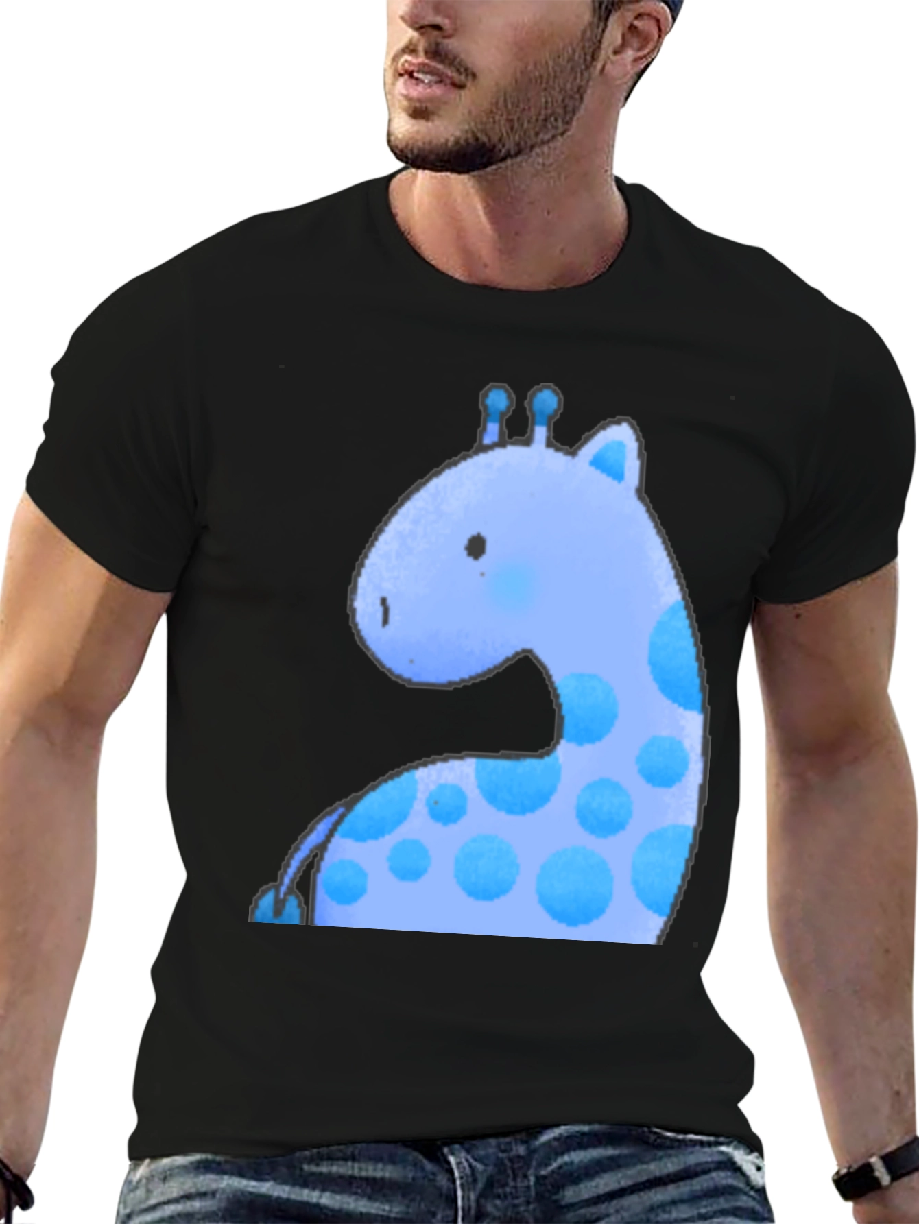 Black Blue Giraffe Graphic Tee - Soft & Stylish view 6