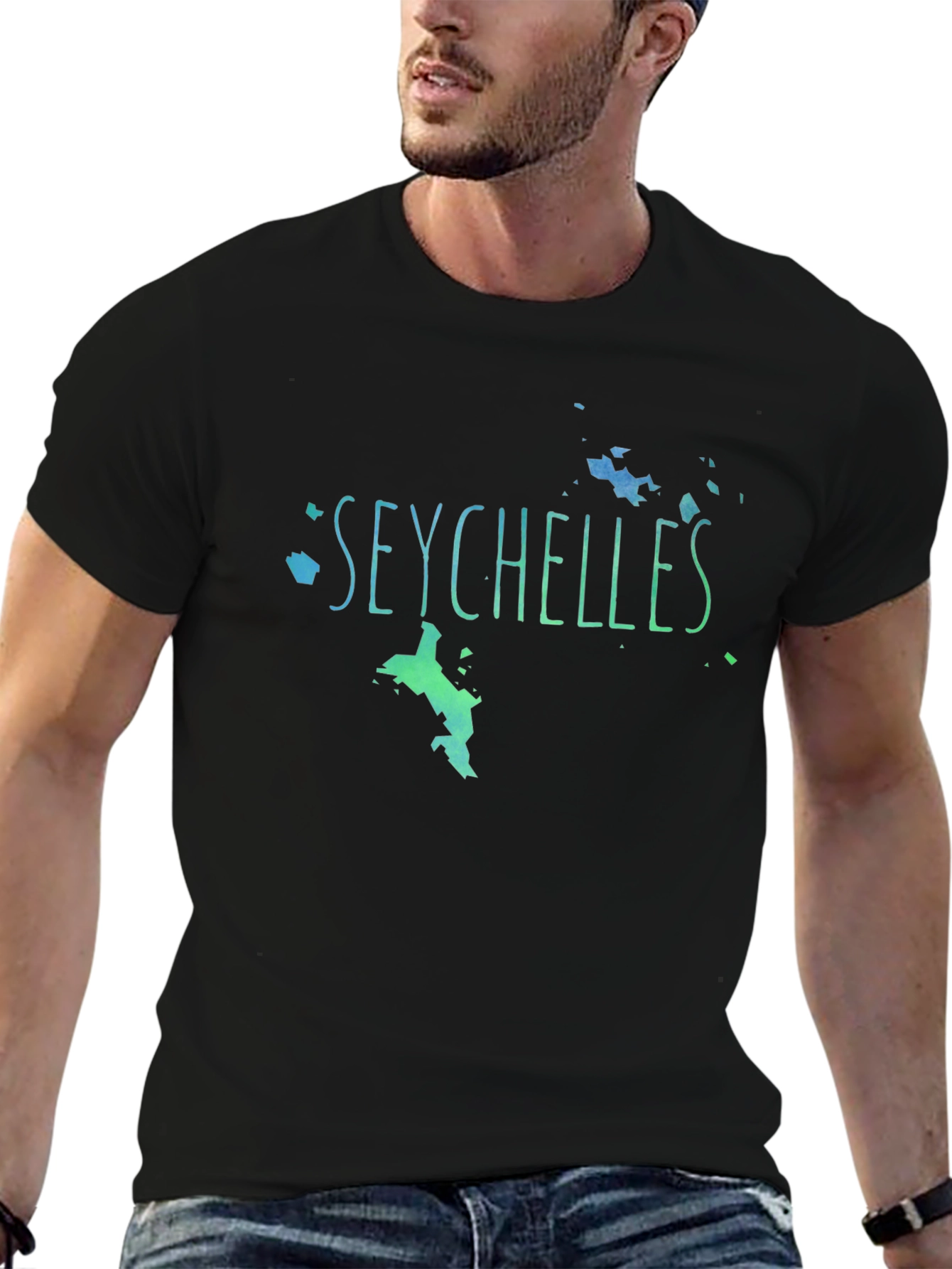 Black Seychelles Graphic Print Men's T-Shirt view 6