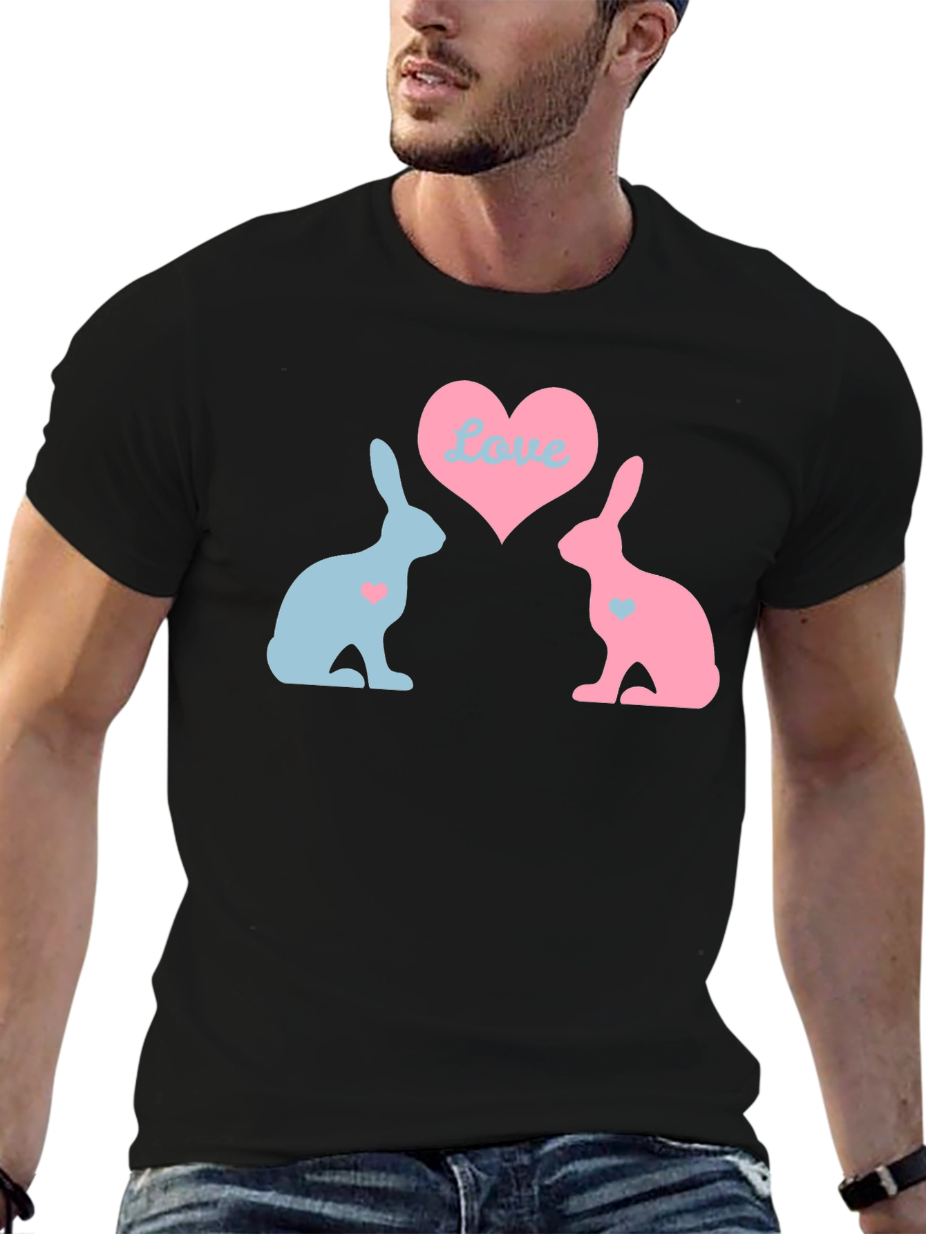 Black Love Bunnies Black T-Shirt view 6