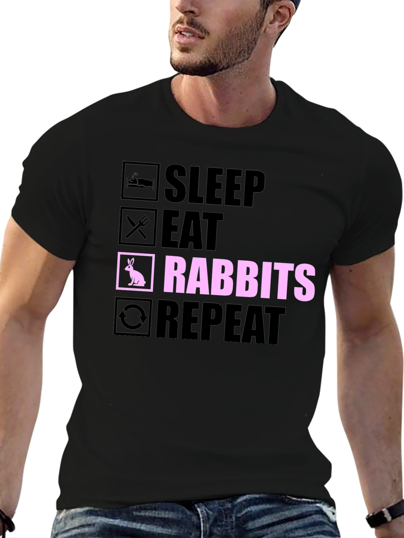 Black Sleep Eat Rabbits Repeat T-Shirt view 6