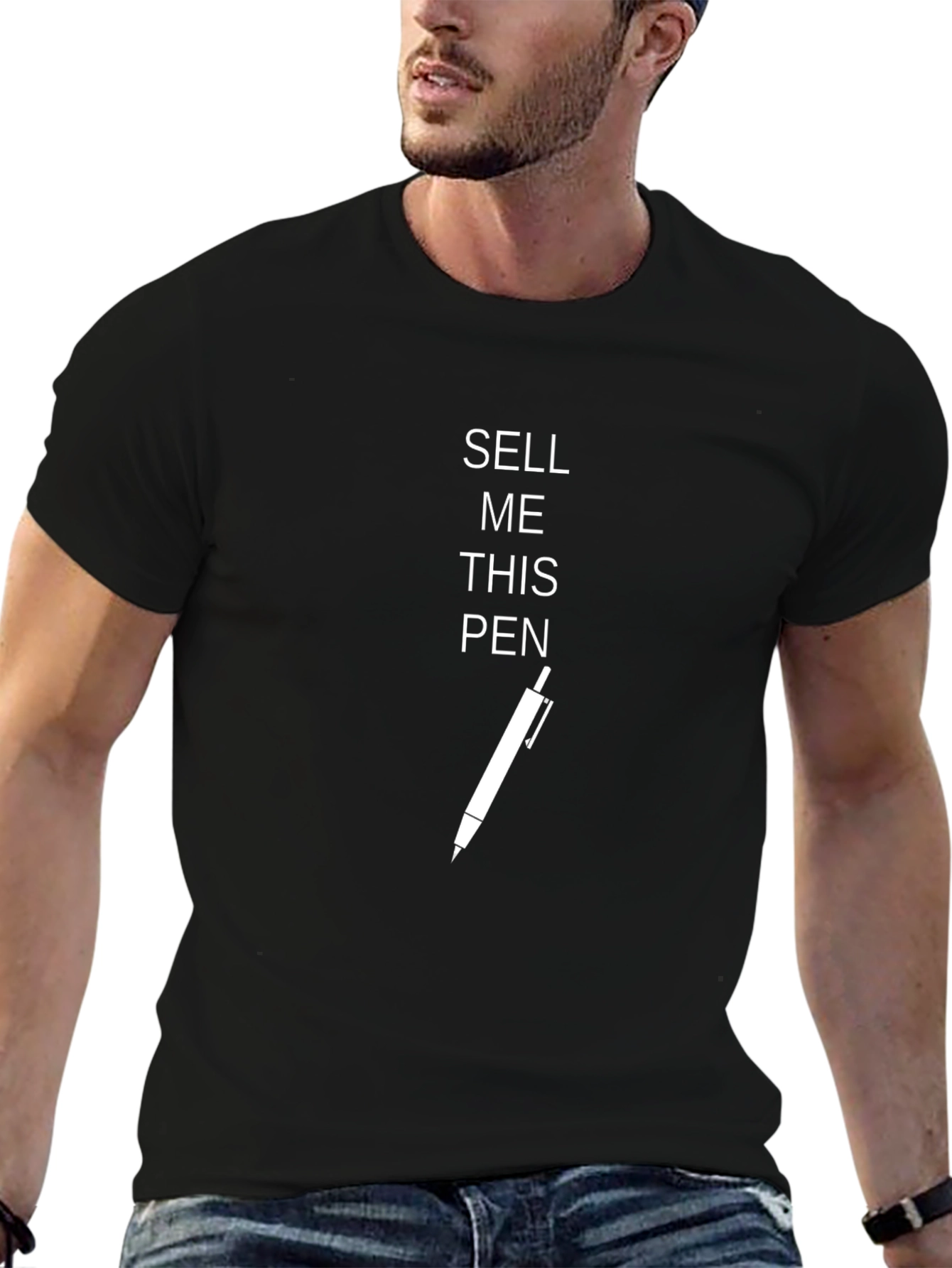 Black Sell Me This Pen Graphic Tee view 6